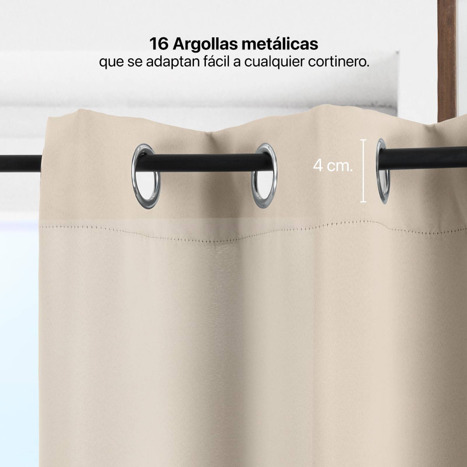 Cortina Blackout 2.74x2.13m - 2 Paneles Beige REAL TEXTIL