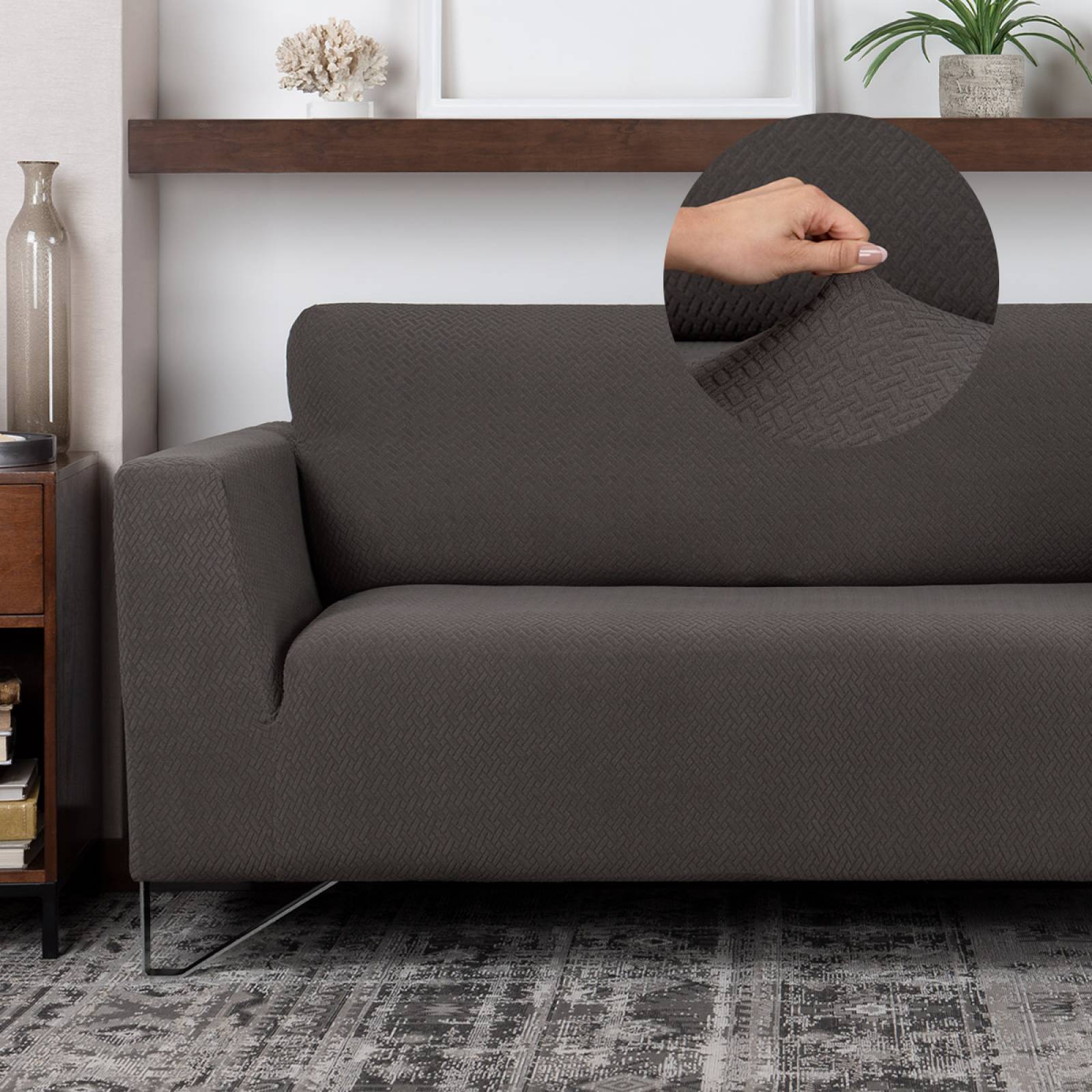 Protector De Sala Elástico 3 Piezas ( Ch- M- G) Gris Oxford Oscuro REAL TEXTIL