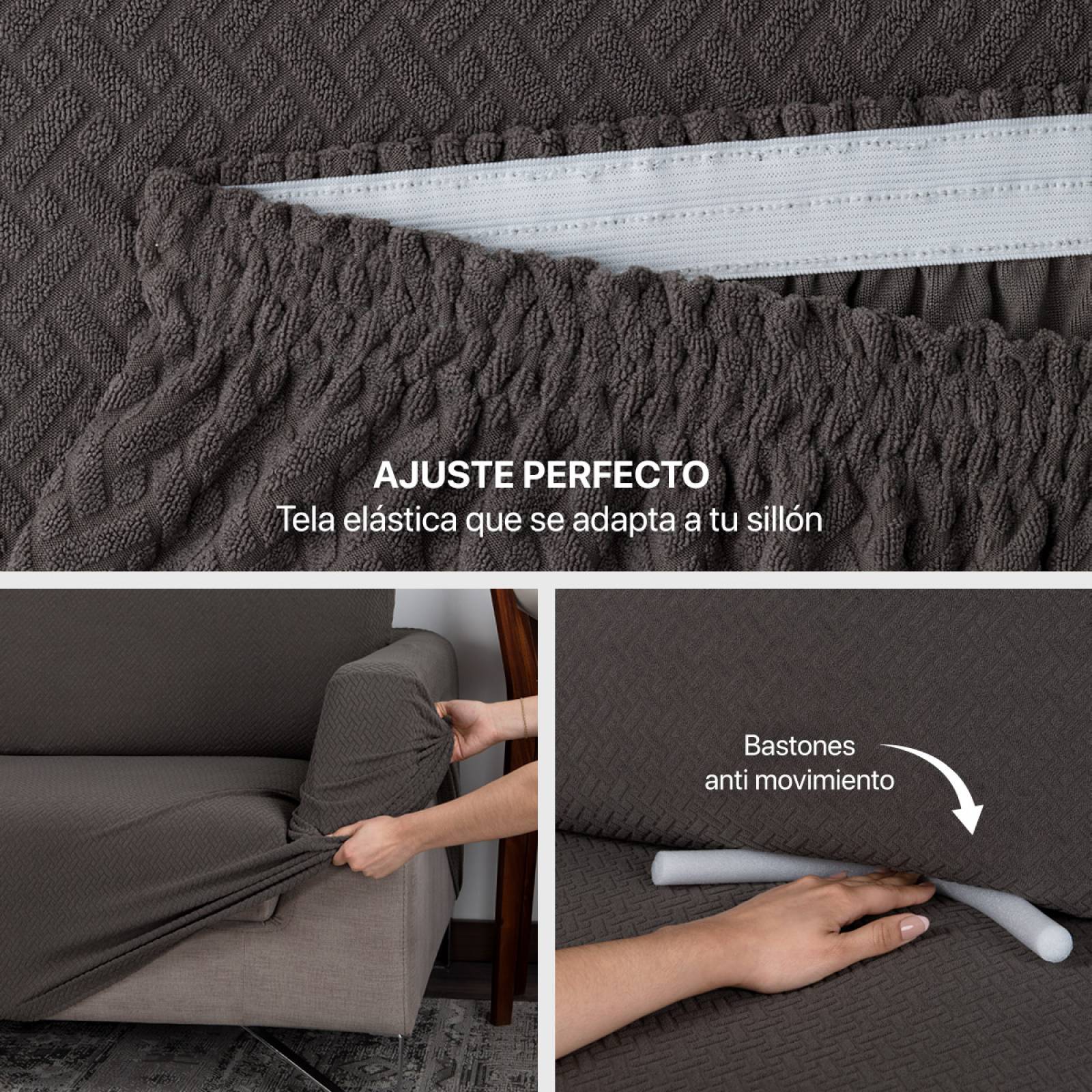 Protector De Sala Elástico 3 Piezas ( Ch- M- G) Gris Oxford Oscuro REAL TEXTIL