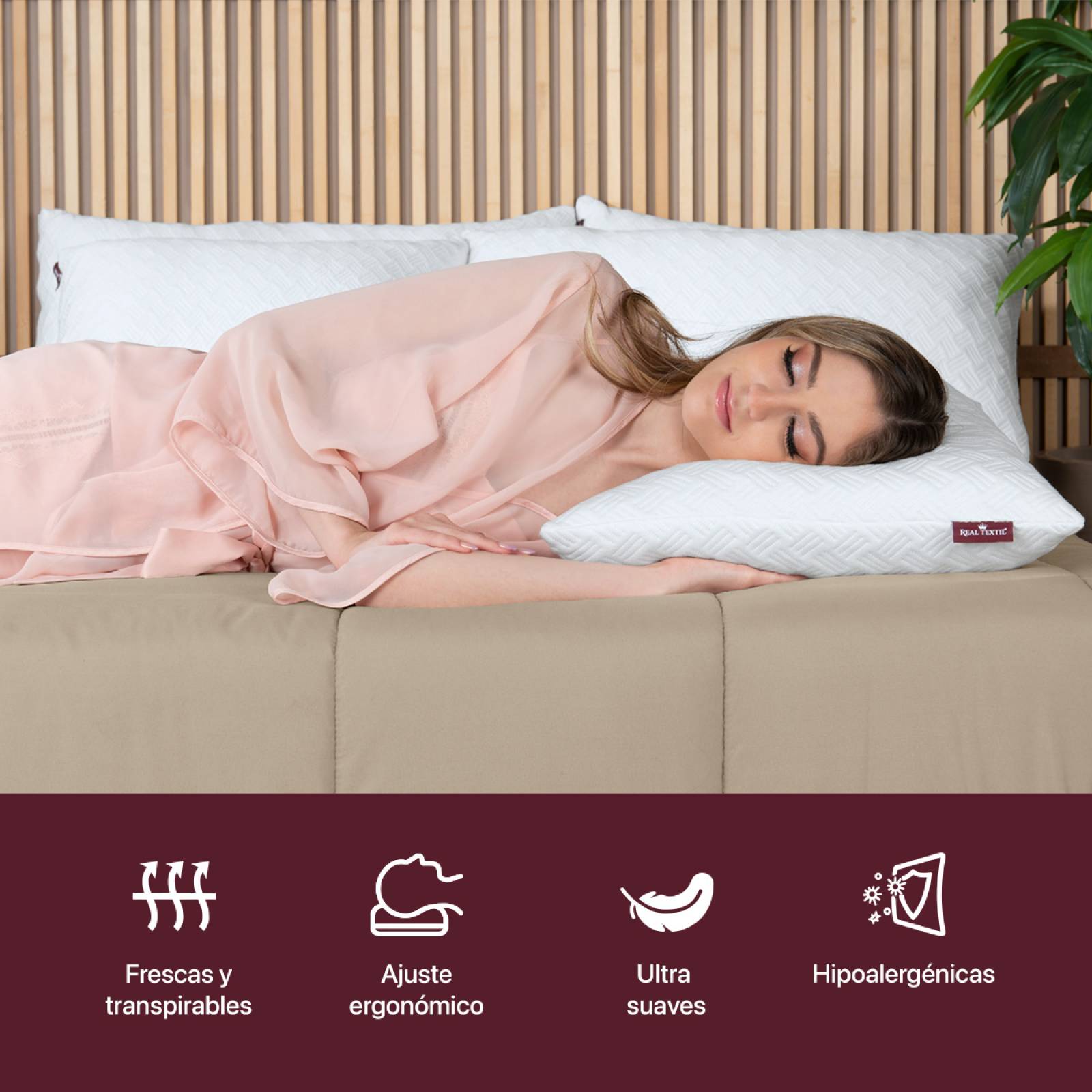 Almohada Memory Foam Ajustable Estándar C/funda REAL TEXTIL