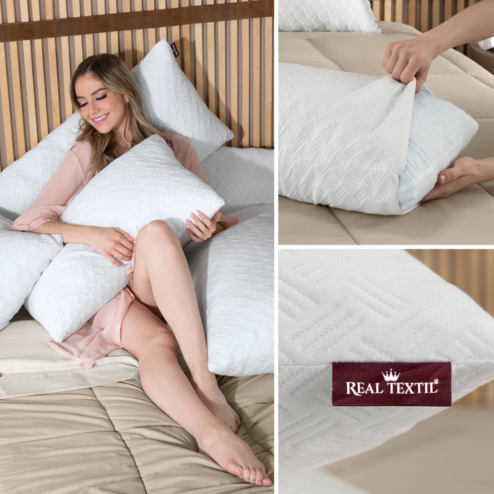 Almohada Memory Foam Ajustable King Size C funda REAL TEXTIL