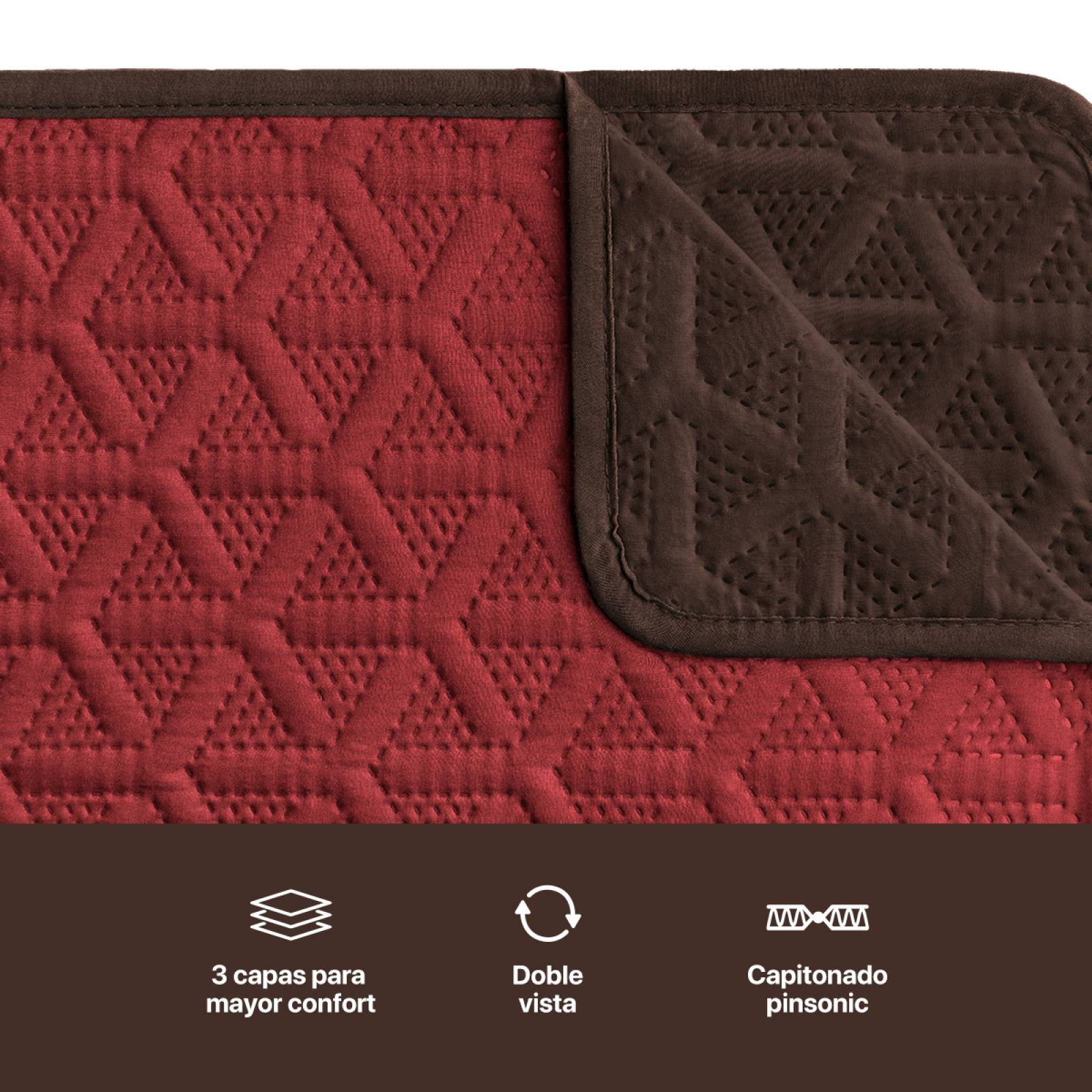 Protector Cubre Sala Doble Vista - 3 Pzas - Rojo / Café REAL TEXTIL