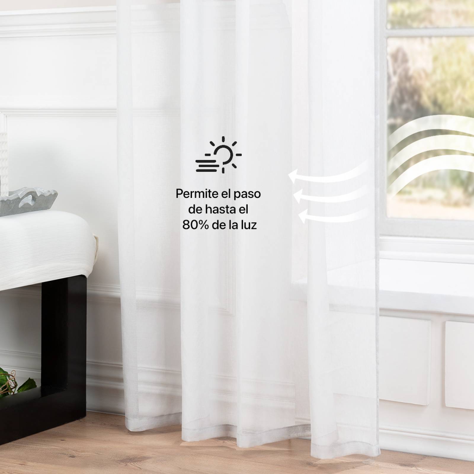 Cortina Translúcida 2.80 X 2.30m Con Argollas Blanca REAL TEXTIL