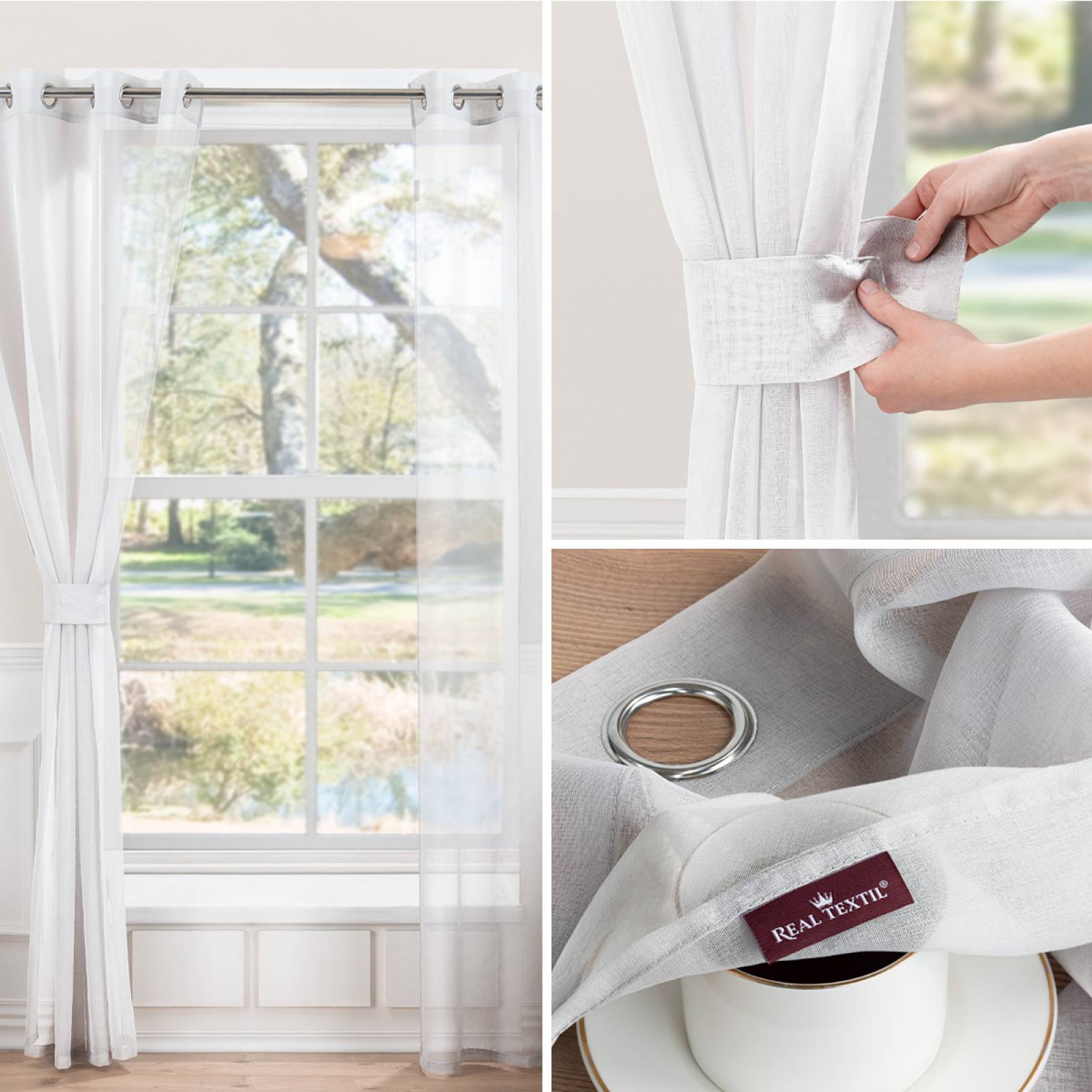 Cortina Translúcida 2.80 X 2.30m Con Argollas Blanca REAL TEXTIL