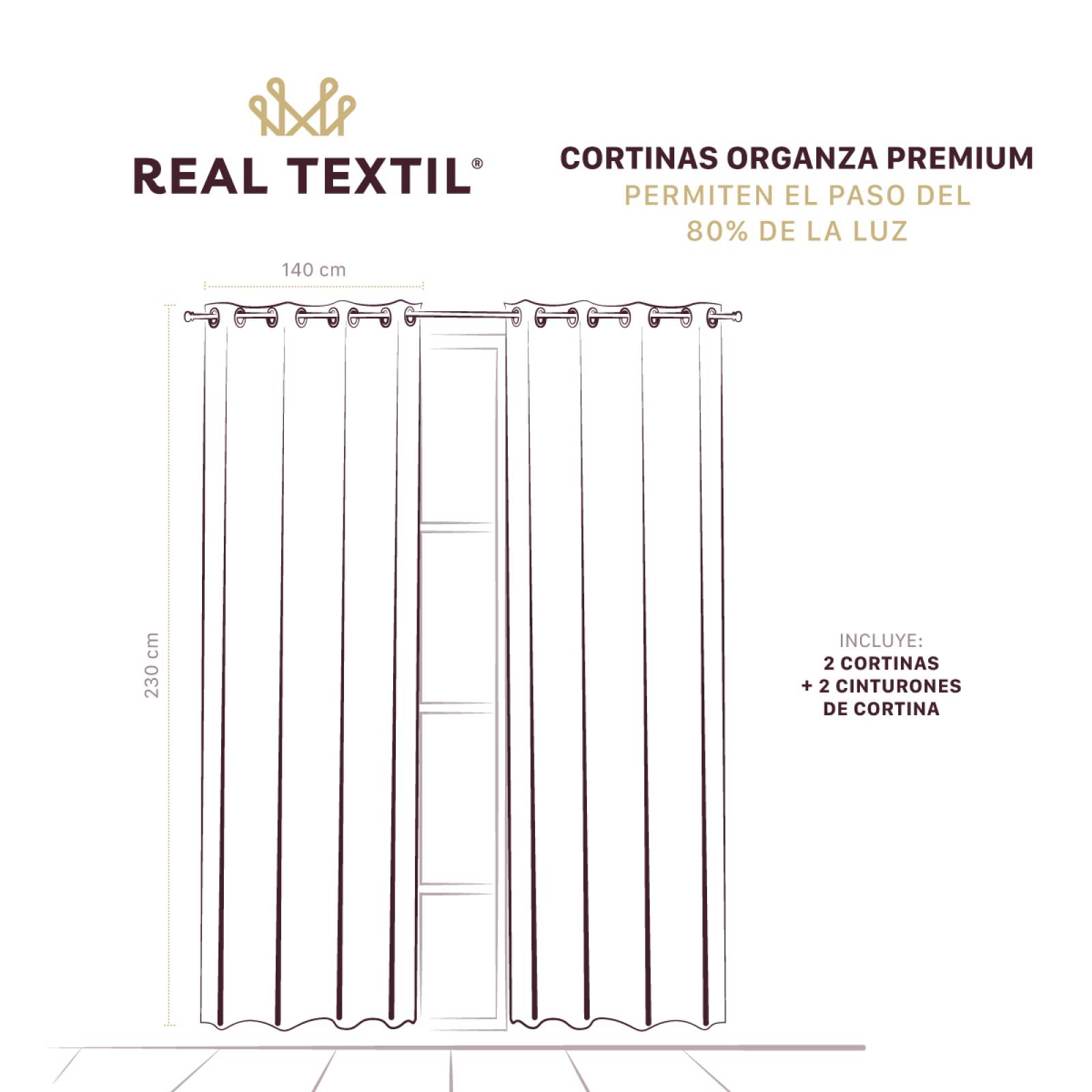 Cortina Translúcida 2.80 X 2.30m Con Argollas Gris claro REAL TEXTIL