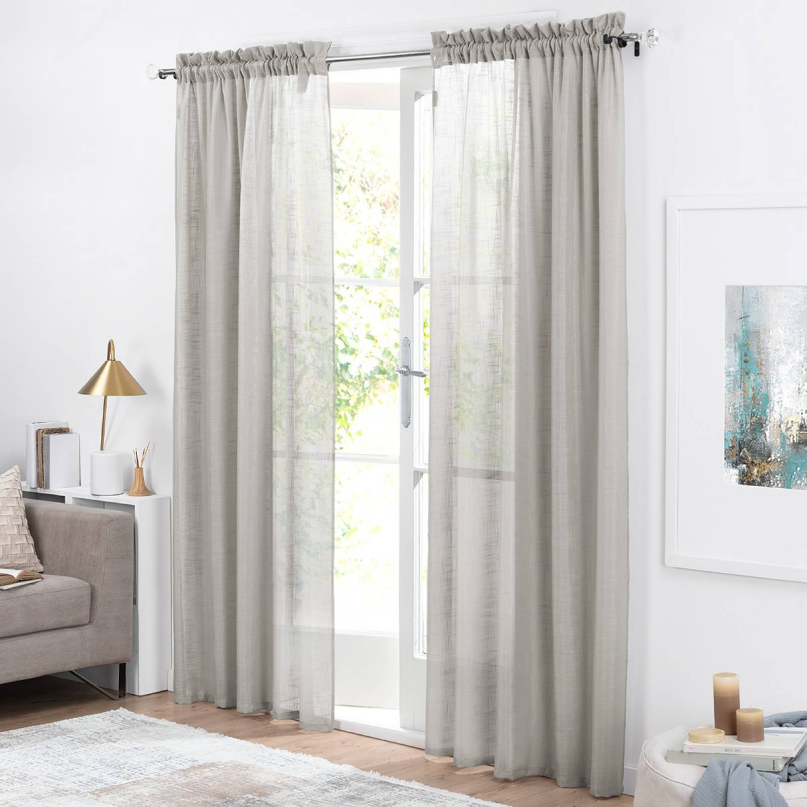 Cortina Translúcida Tipo Lino - 2.70m X 2.30m Gris claro ESQUIMAL