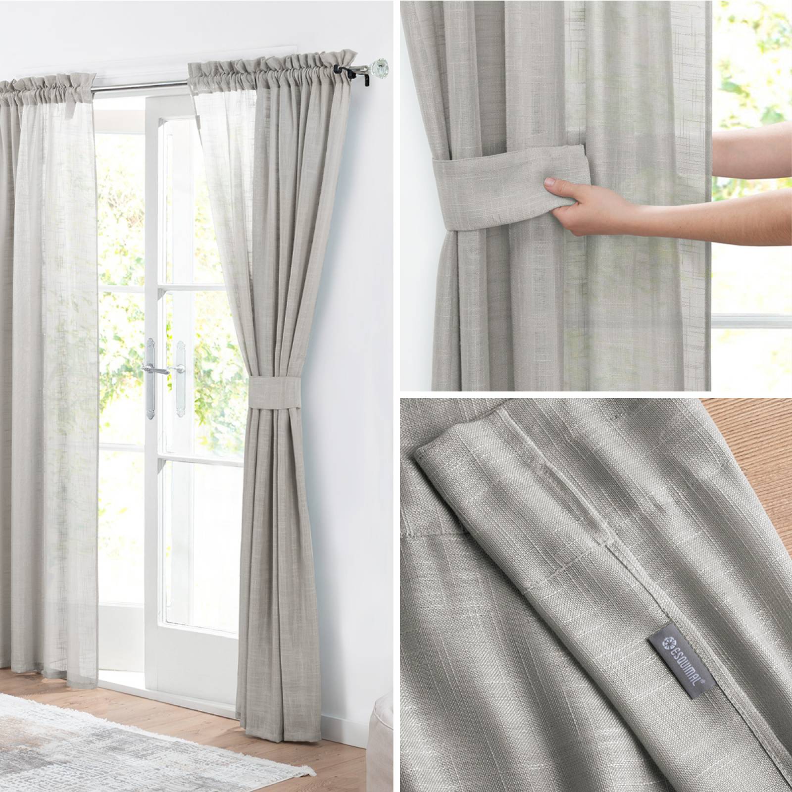 Cortina Translúcida Tipo Lino - 2.70m X 2.30m Gris claro ESQUIMAL