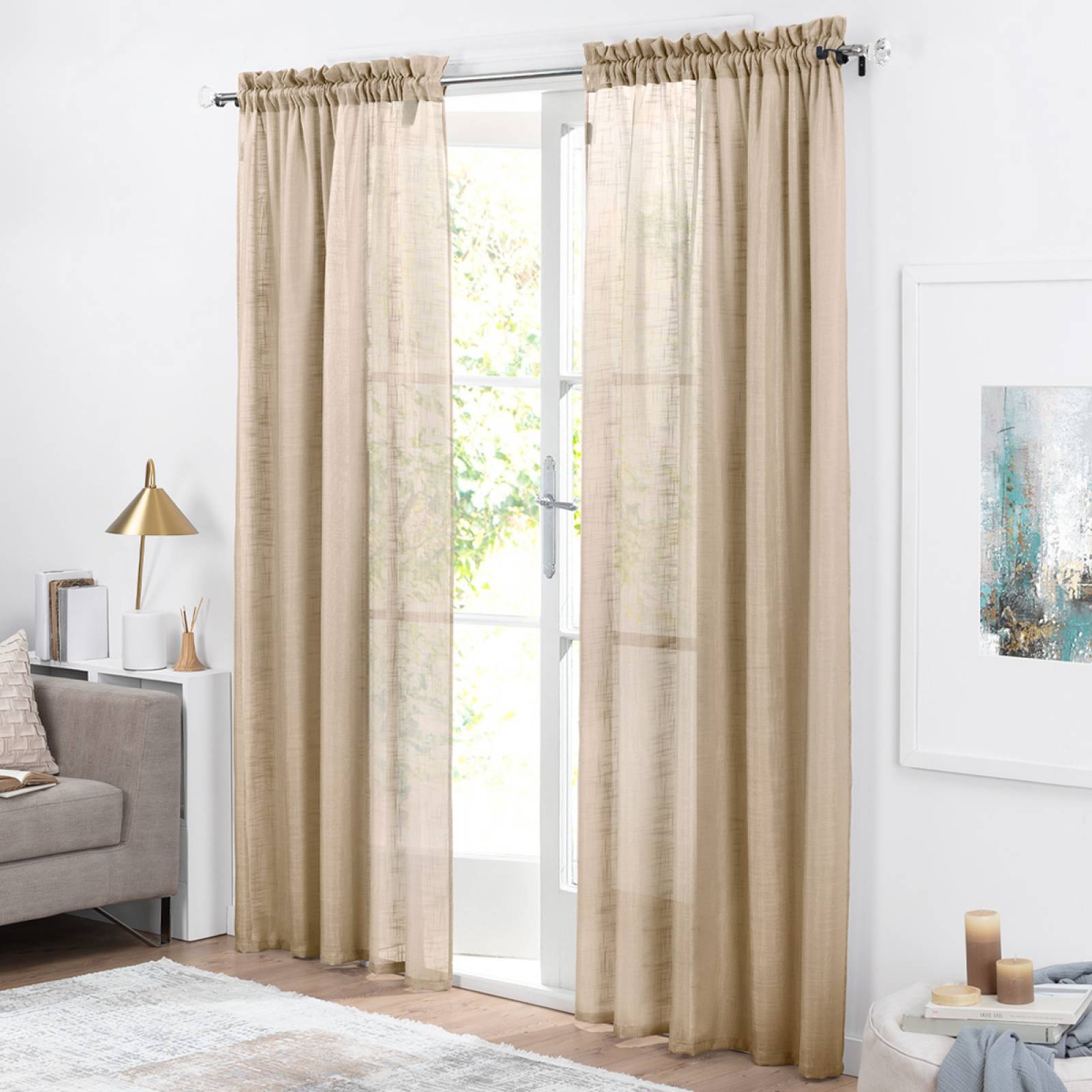 Cortina Translúcida Tipo Lino - 2.70m X 2.30m Khaki ESQUIMAL