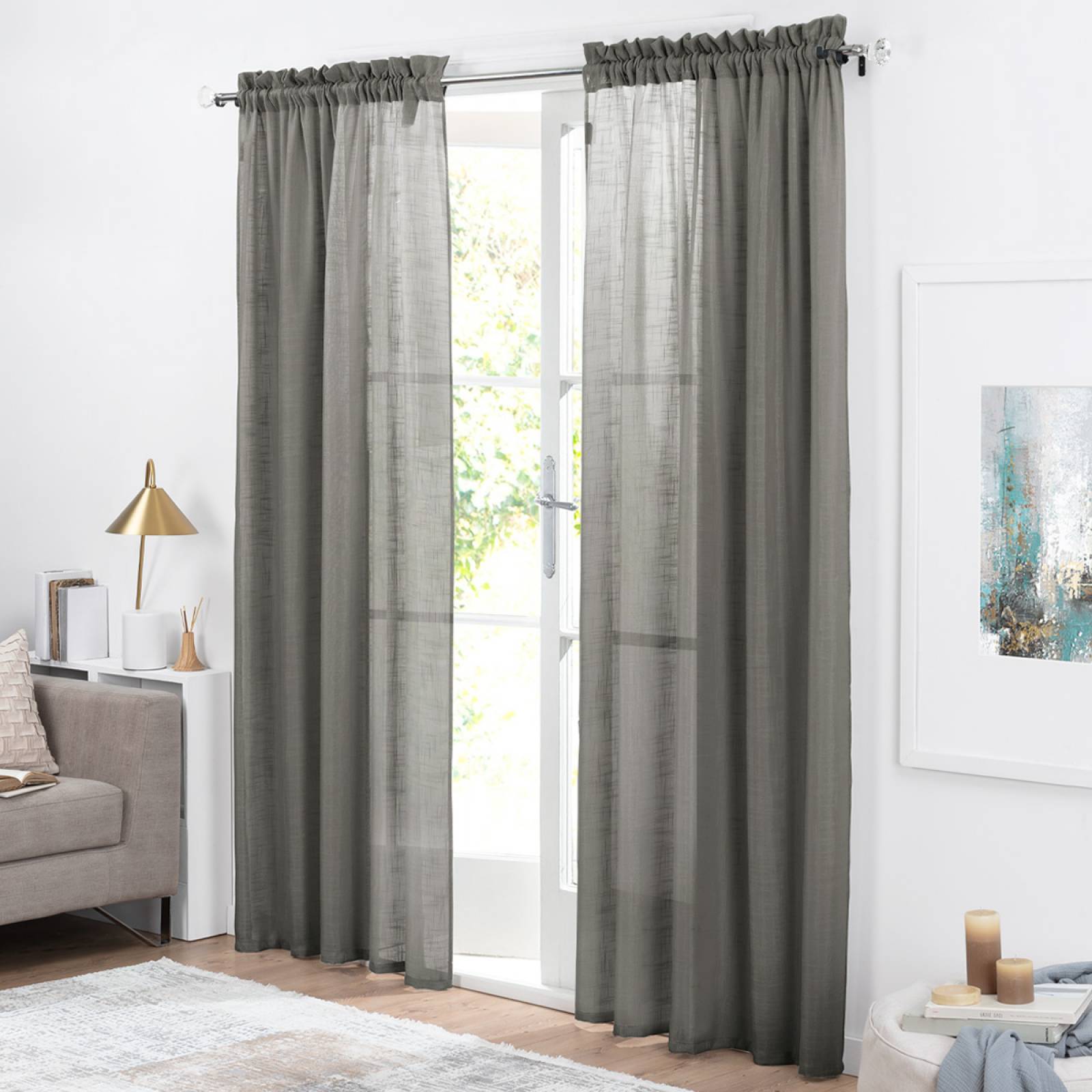 Cortina Translúcida Tipo Lino - 2.70m X 2.30m Gris oscuro ESQUIMAL