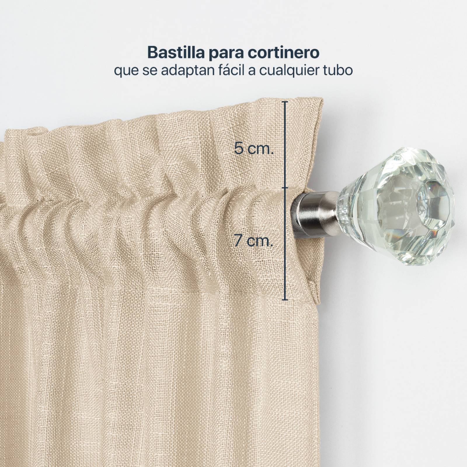 Cortina Translúcida Tipo Lino - 2.70m X 2.30m Beige ESQUIMAL