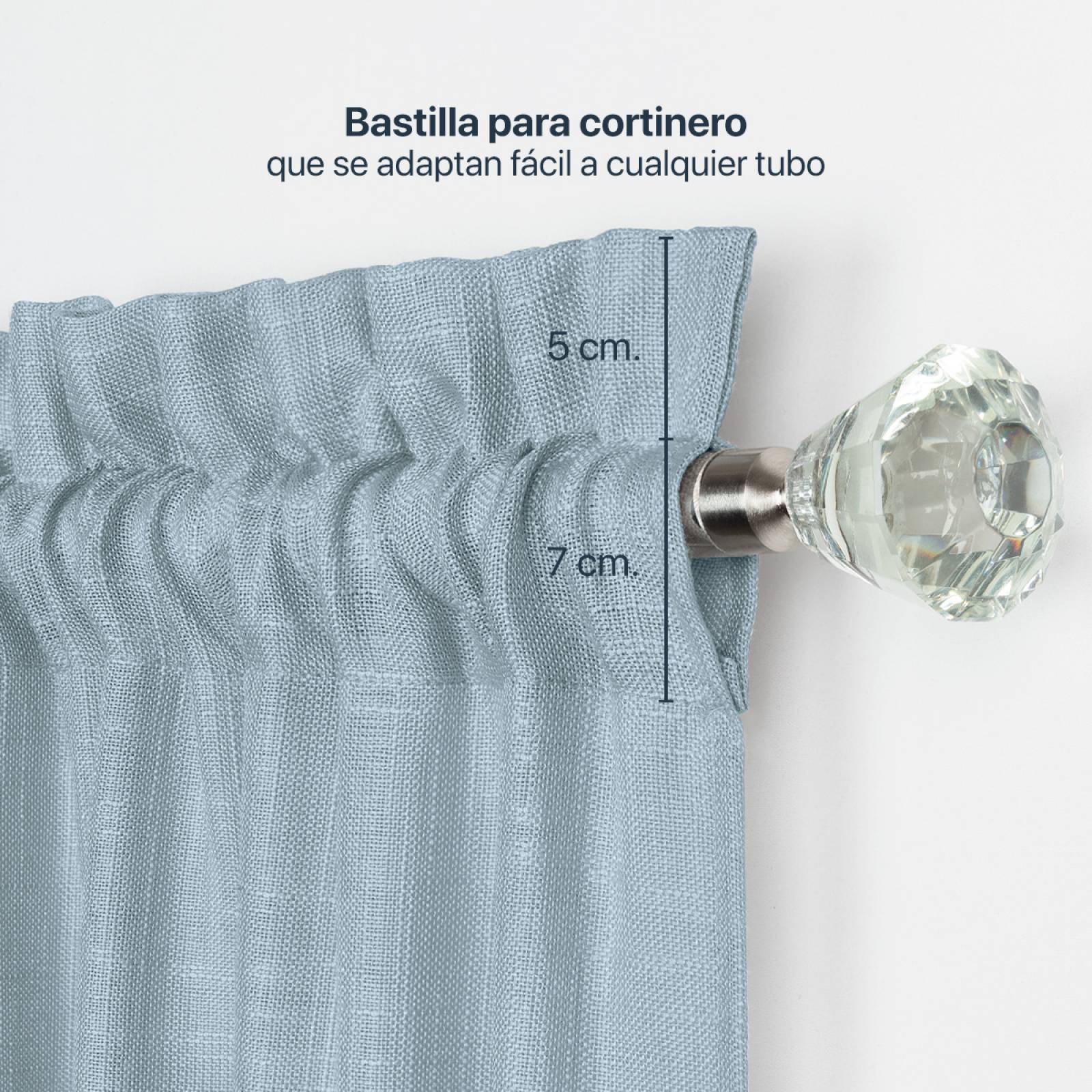 Cortina Translúcida Tipo Lino - 2.70m X 2.30m Azul ESQUIMAL.