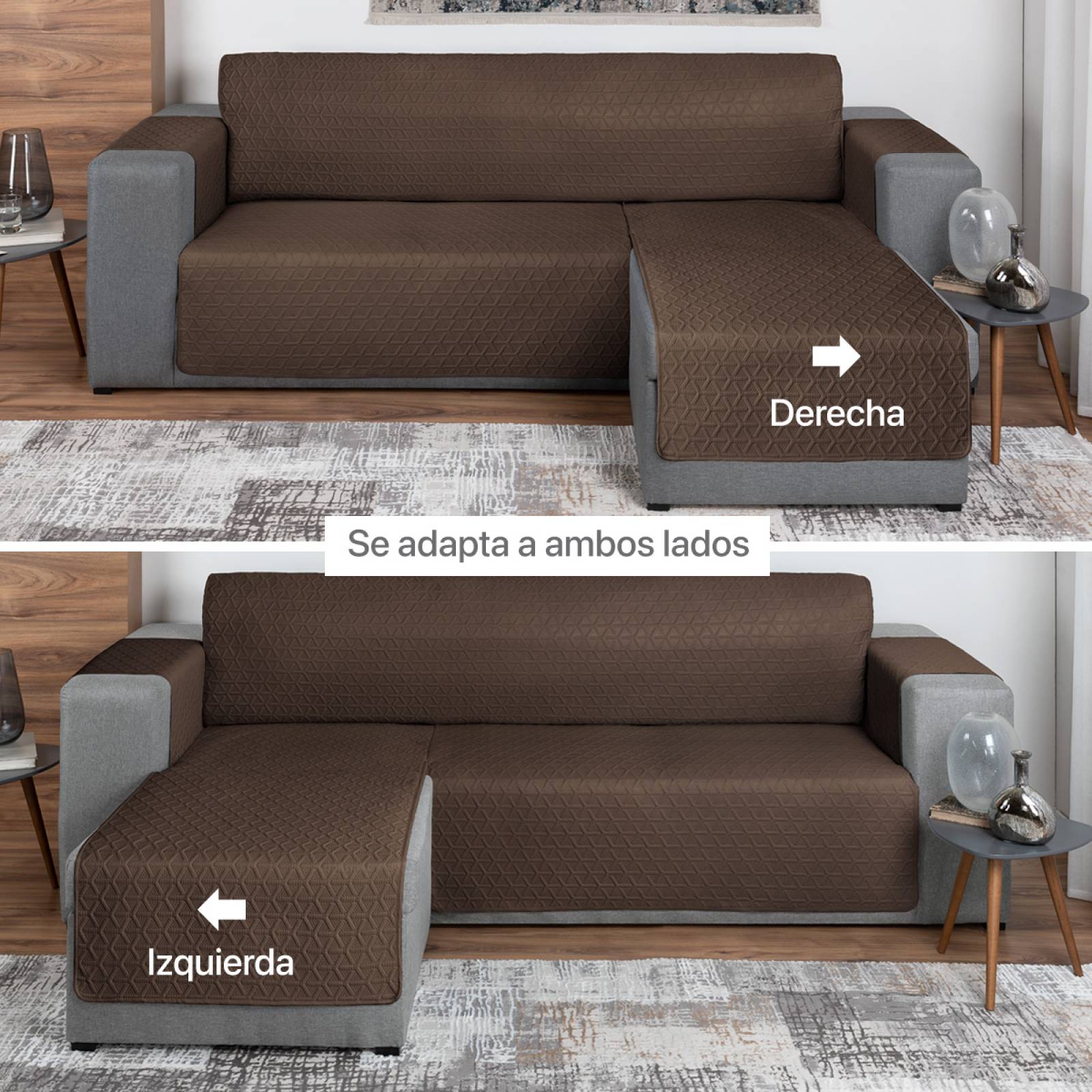 Protector Cubre Sala Funda Sofá En Forma De L Café REAL TEXTIL