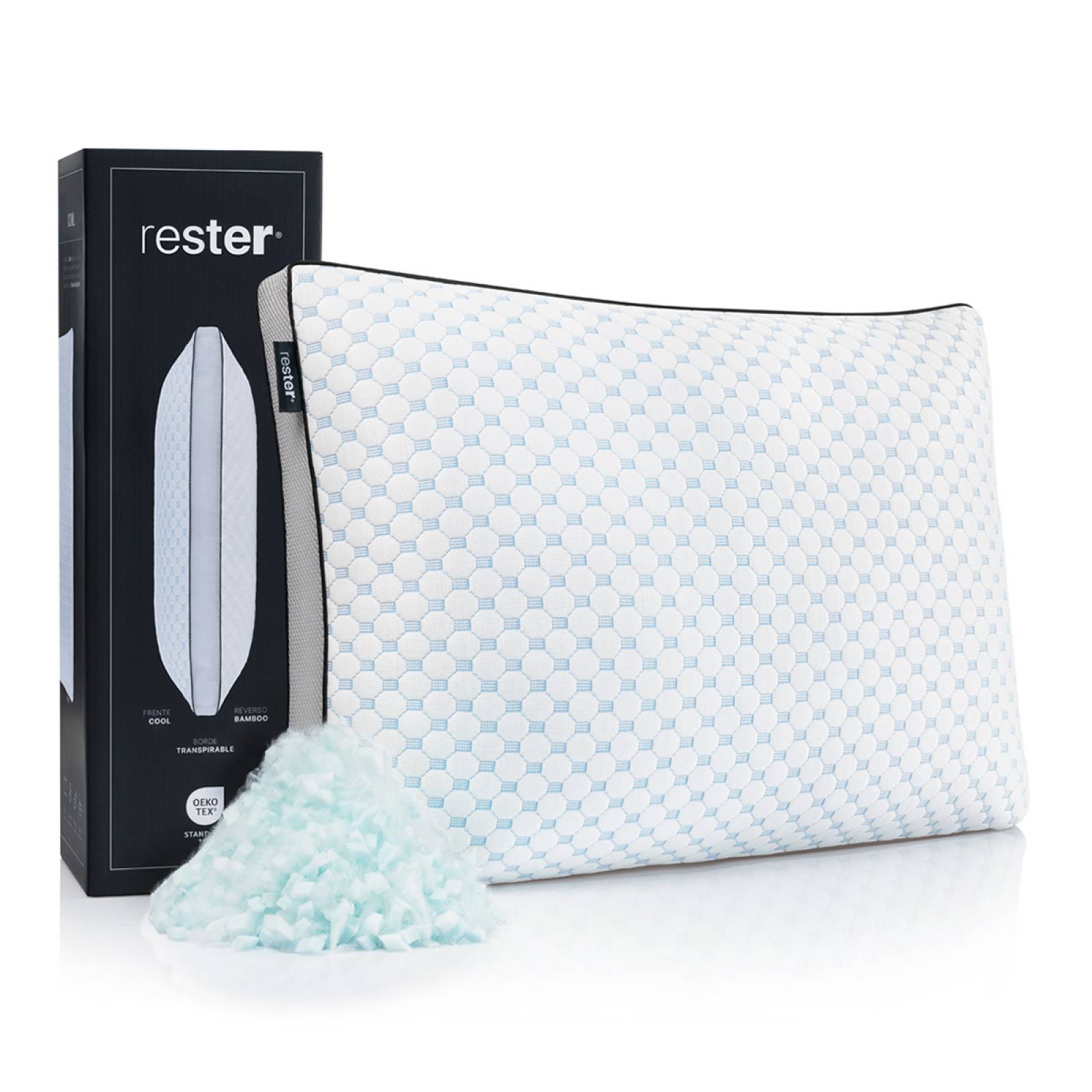 Almohada Cool+bamboo Memory Foam Ajustable Estándar Blanco Rester by Esquimal