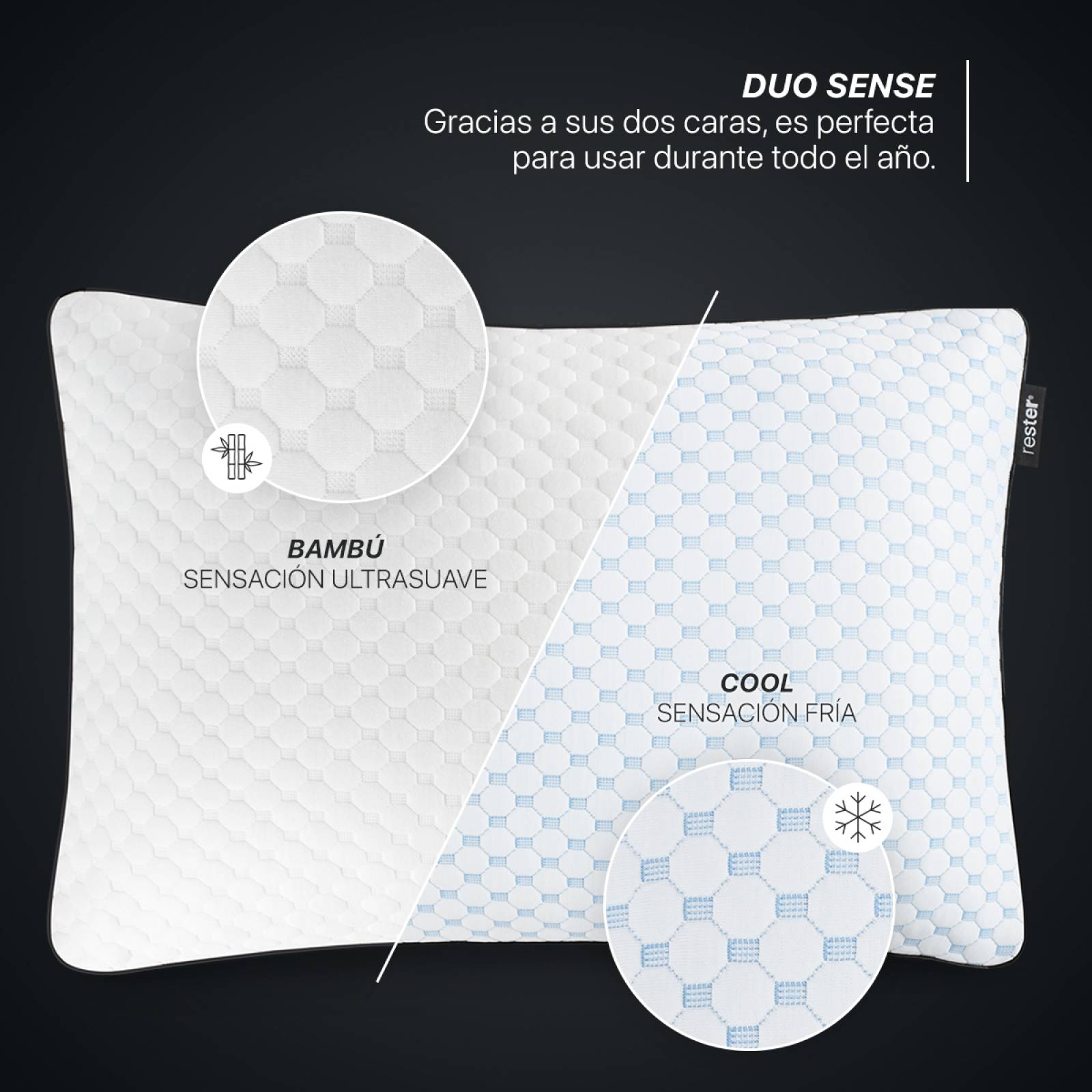 Almohada Cool+bamboo Memory Foam Ajustable Estándar Blanco Rester by Esquimal