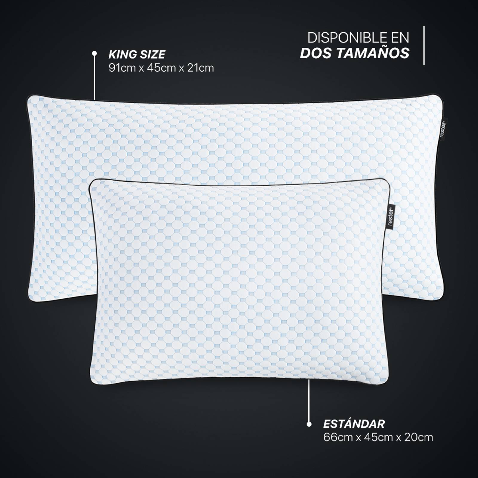Almohada Cool+bamboo Memory Foam Ajustable Estándar Blanco Rester by Esquimal