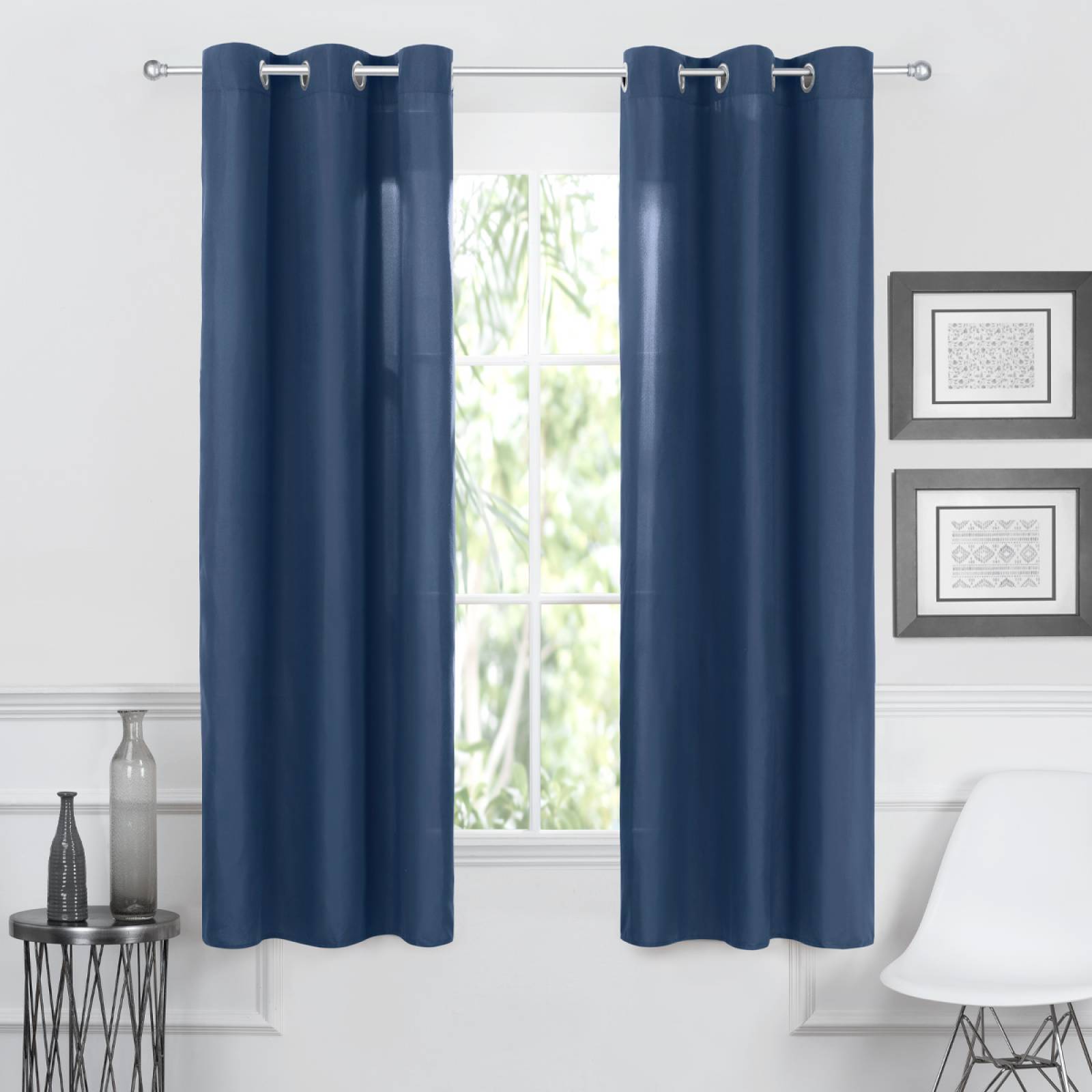 Cortina 2.36x1.80m Con Argollas Azul marino REAL TEXTIL