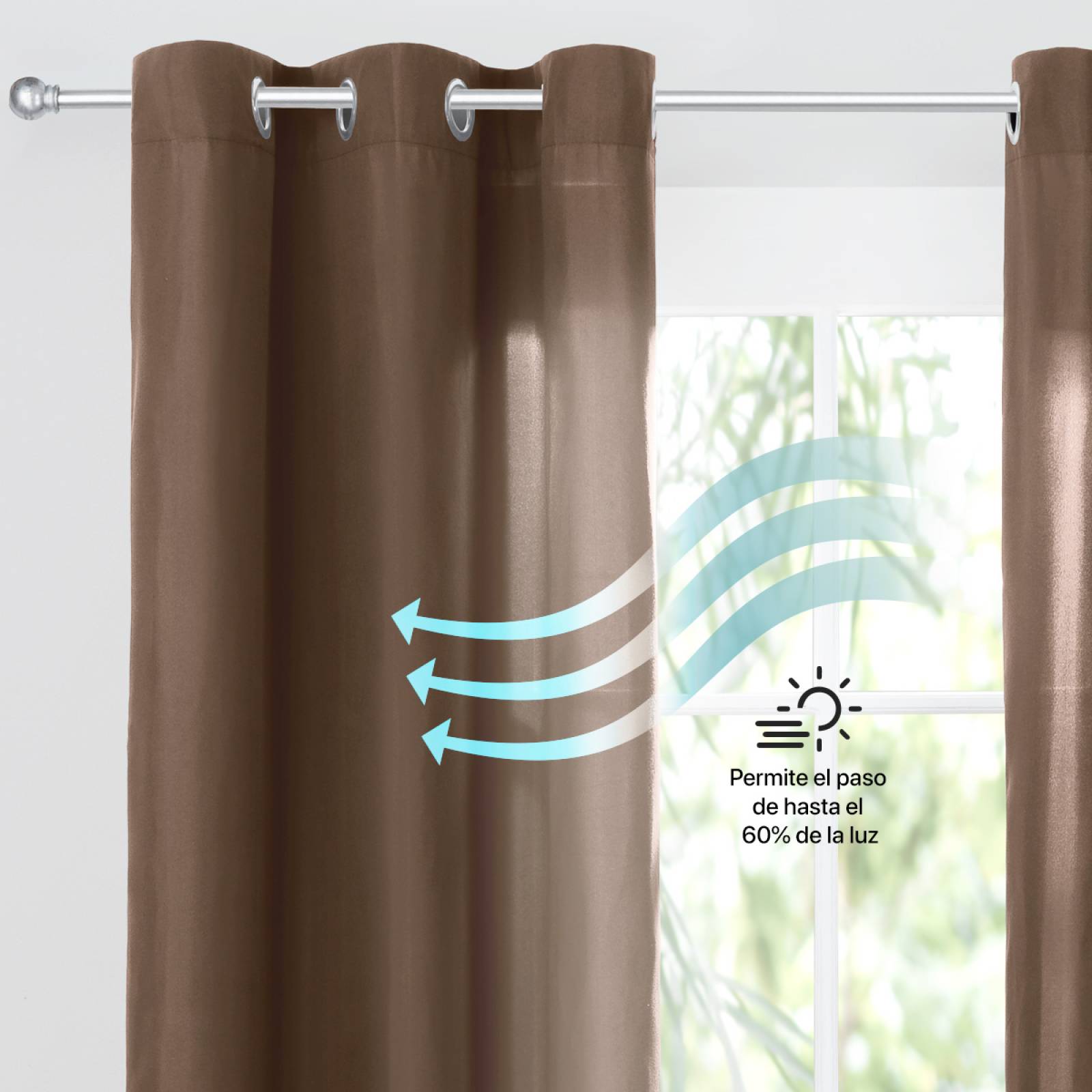 Cortina 2.36x1.80m Con Argollas Café REAL TEXTIL