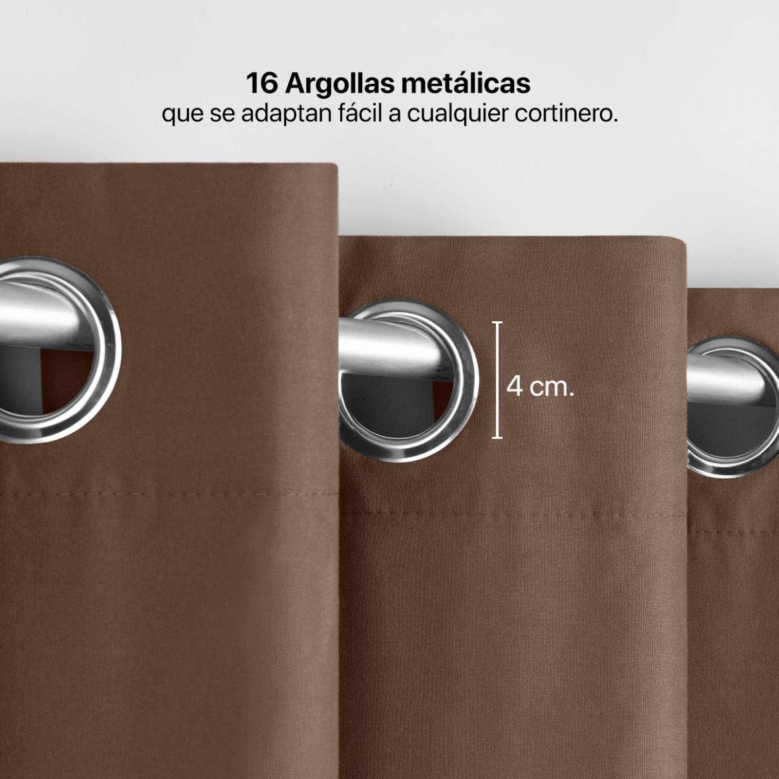 Cortina 2.36x1.80m Con Argollas Café REAL TEXTIL