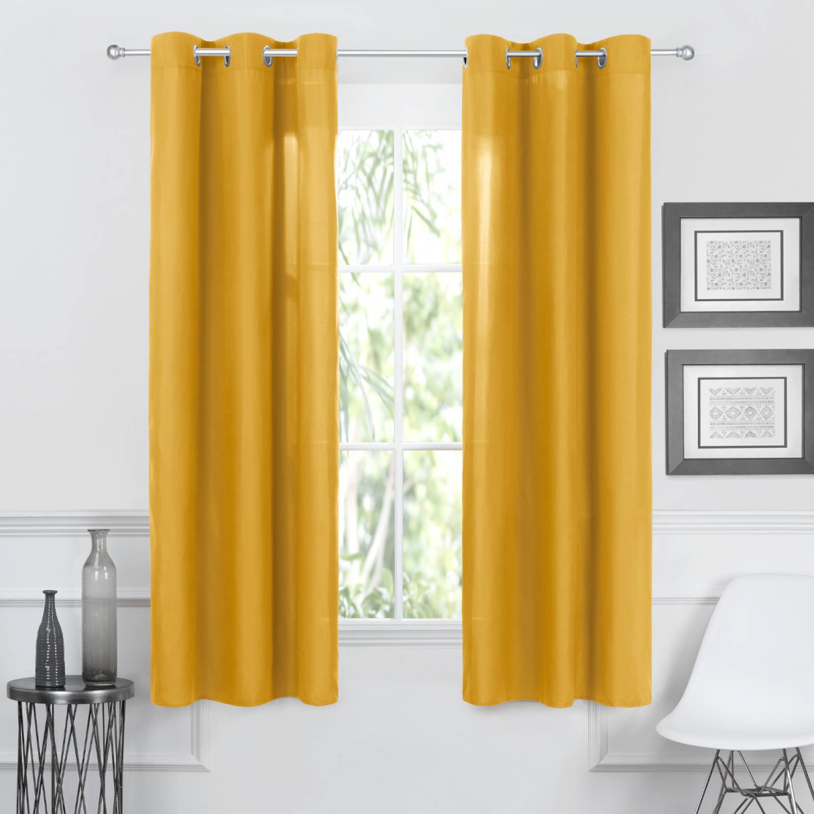 Cortina 2.36x1.80m Con Argollas Mostaza REAL TEXTIL