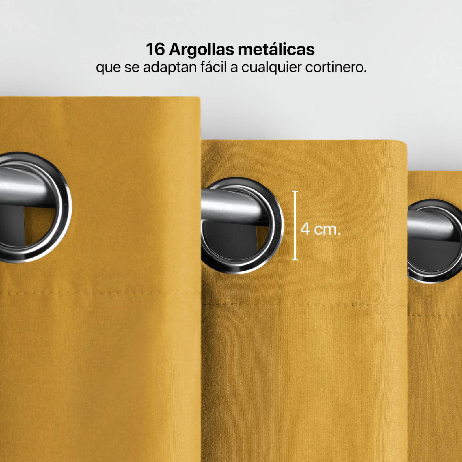 Cortina 2.36x1.80m Con Argollas Mostaza REAL TEXTIL