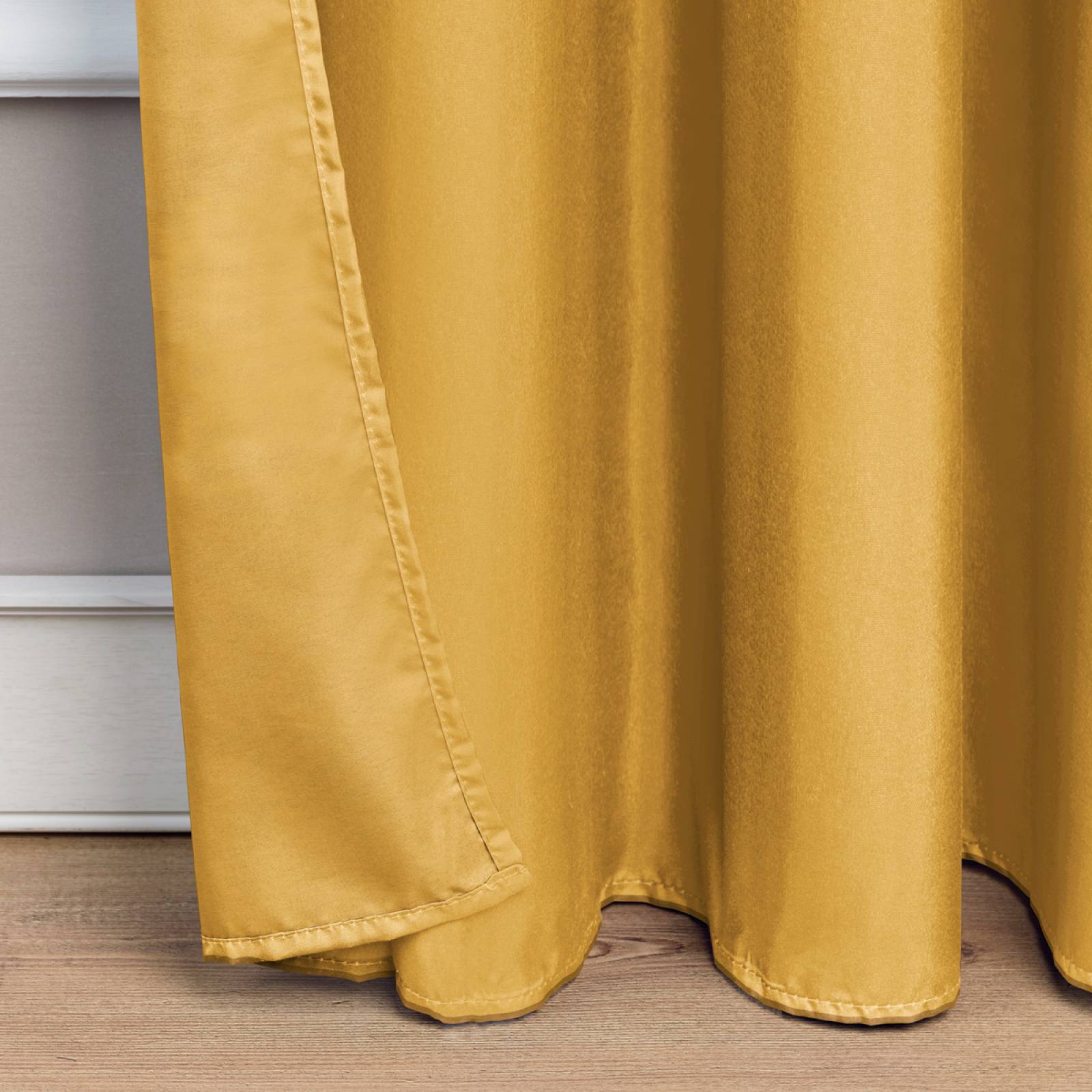 Cortina 2.36x1.80m Con Argollas Mostaza REAL TEXTIL