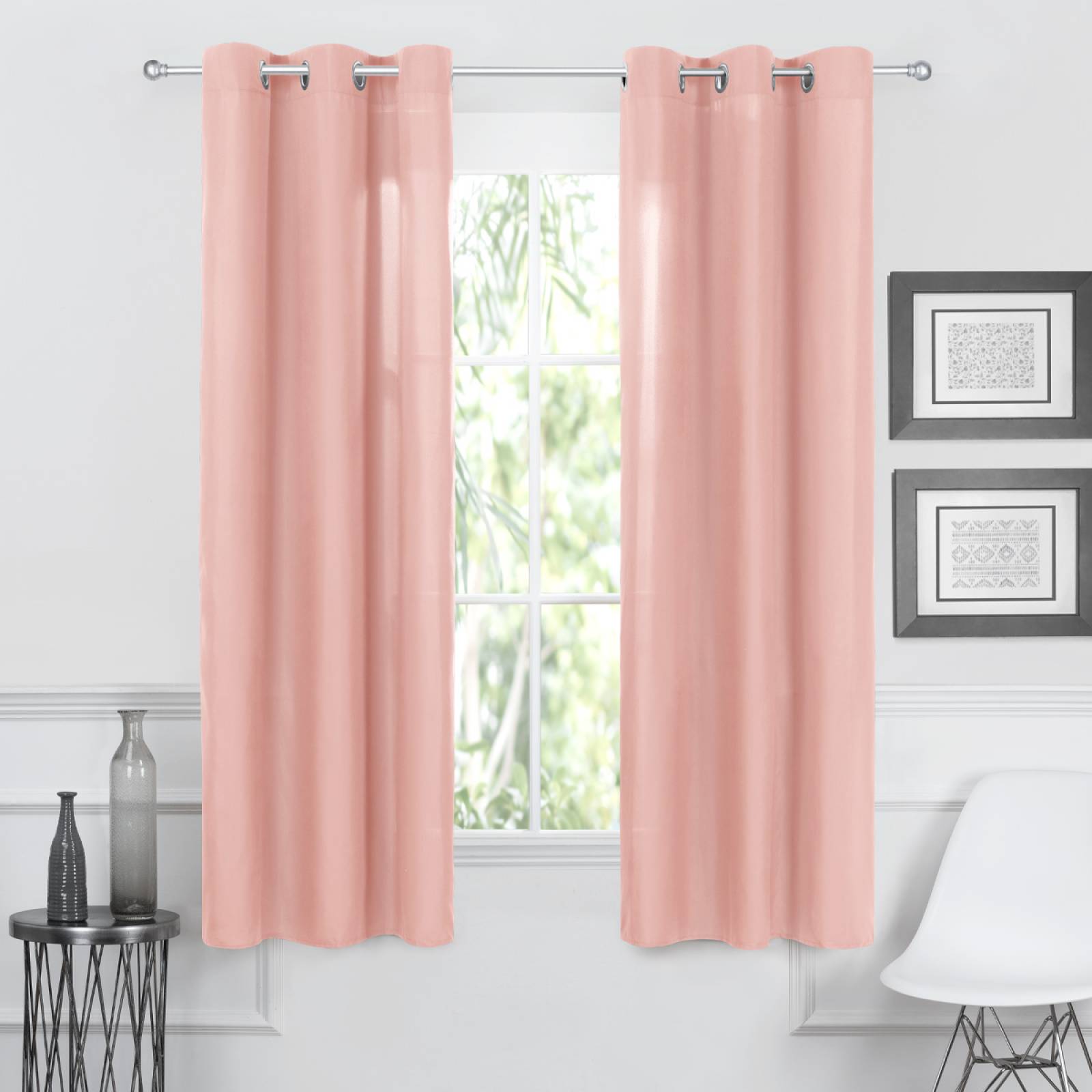 Cortina 3.00x2.30m Con Argollas Rosa REAL TEXTIL