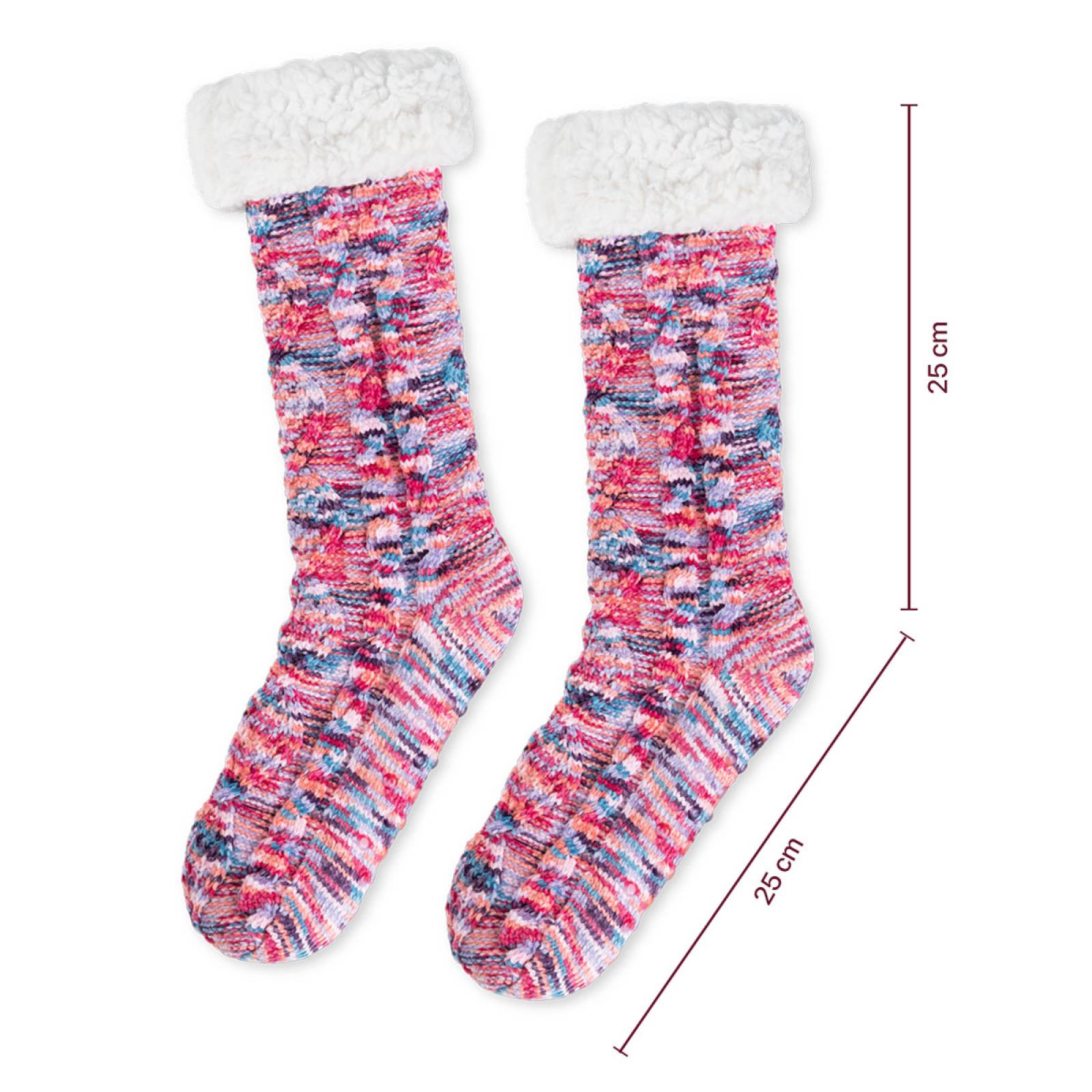 Calcetines Invernales Térmicos Borrega/ Antiderrapante 1 Par Multicolor REAL TEXTIL