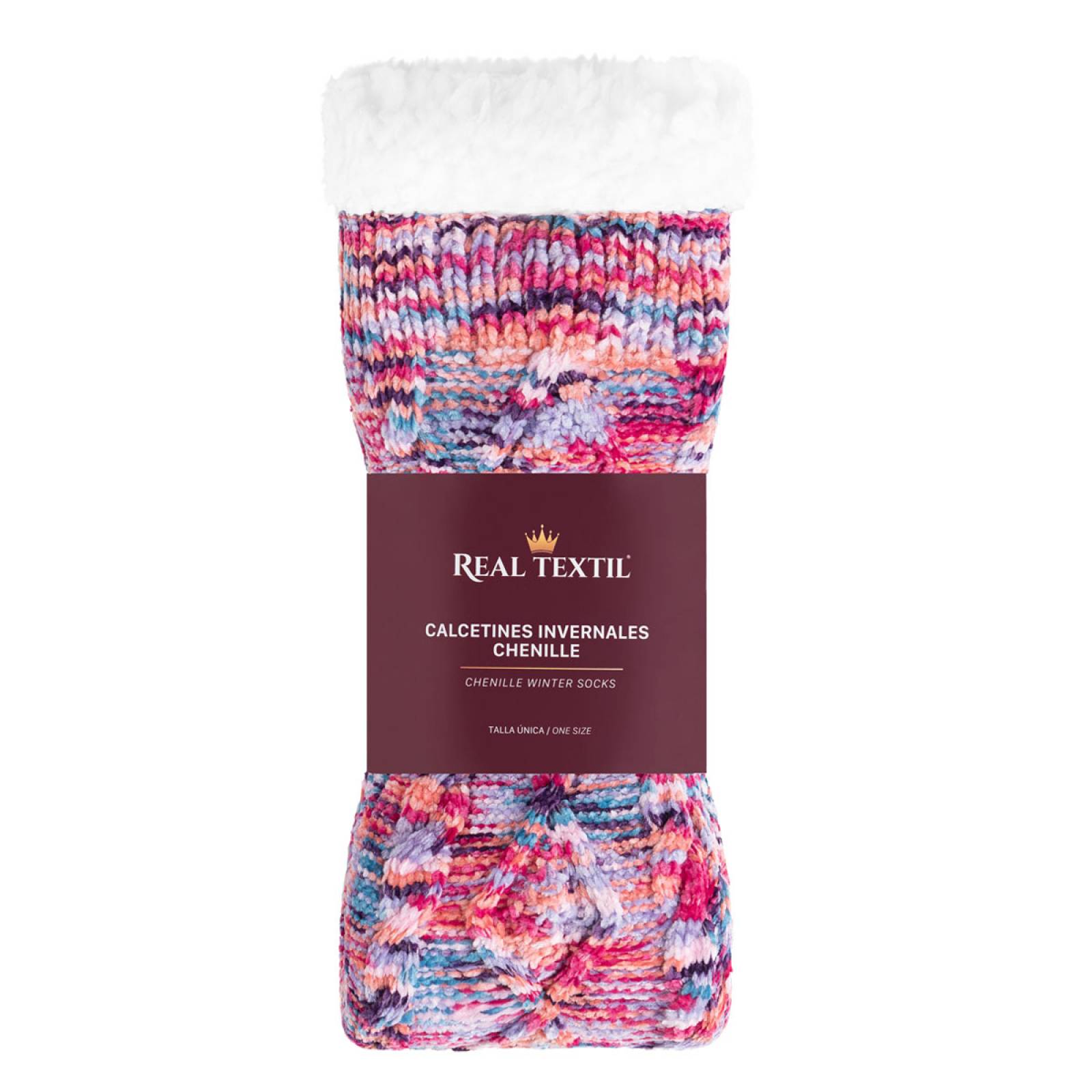Calcetines Invernales Térmicos Borrega/ Antiderrapante 1 Par Multicolor REAL TEXTIL