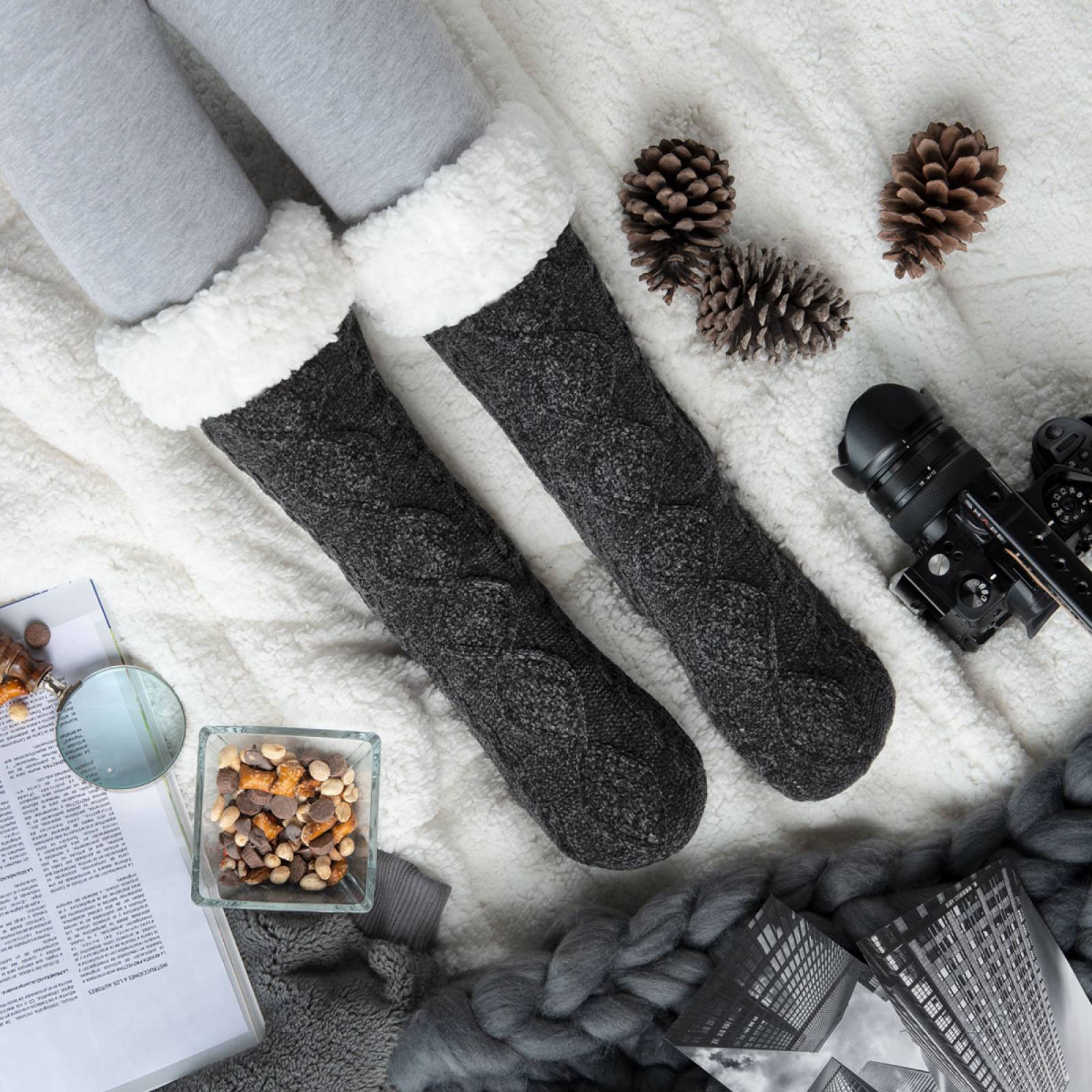 Calcetines Invernales Térmicos Borrega/ Antiderrapante 1 Par Gris oxford REAL TEXTIL