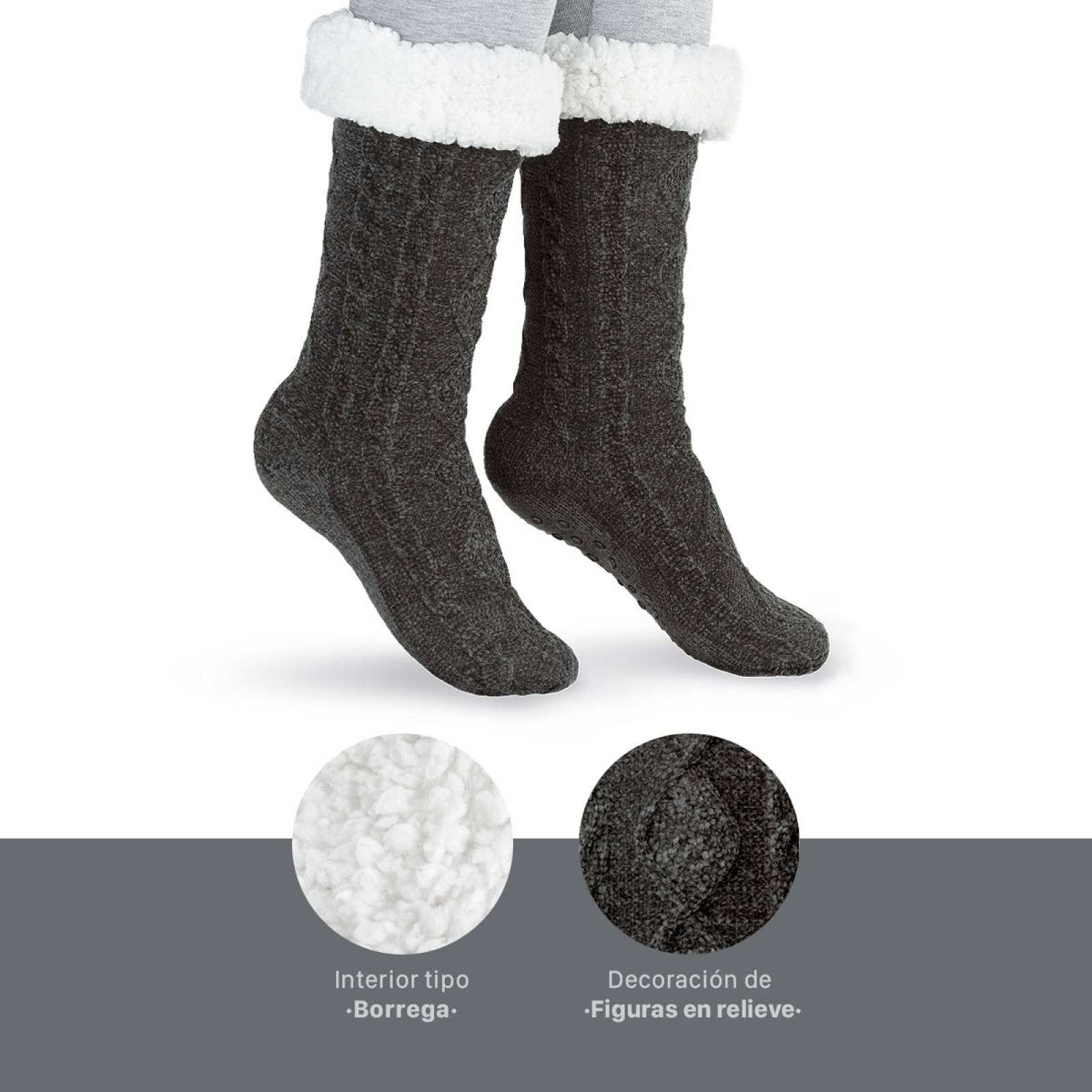 Calcetines Invernales Térmicos Borrega/ Antiderrapante 1 Par Gris oxford REAL TEXTIL