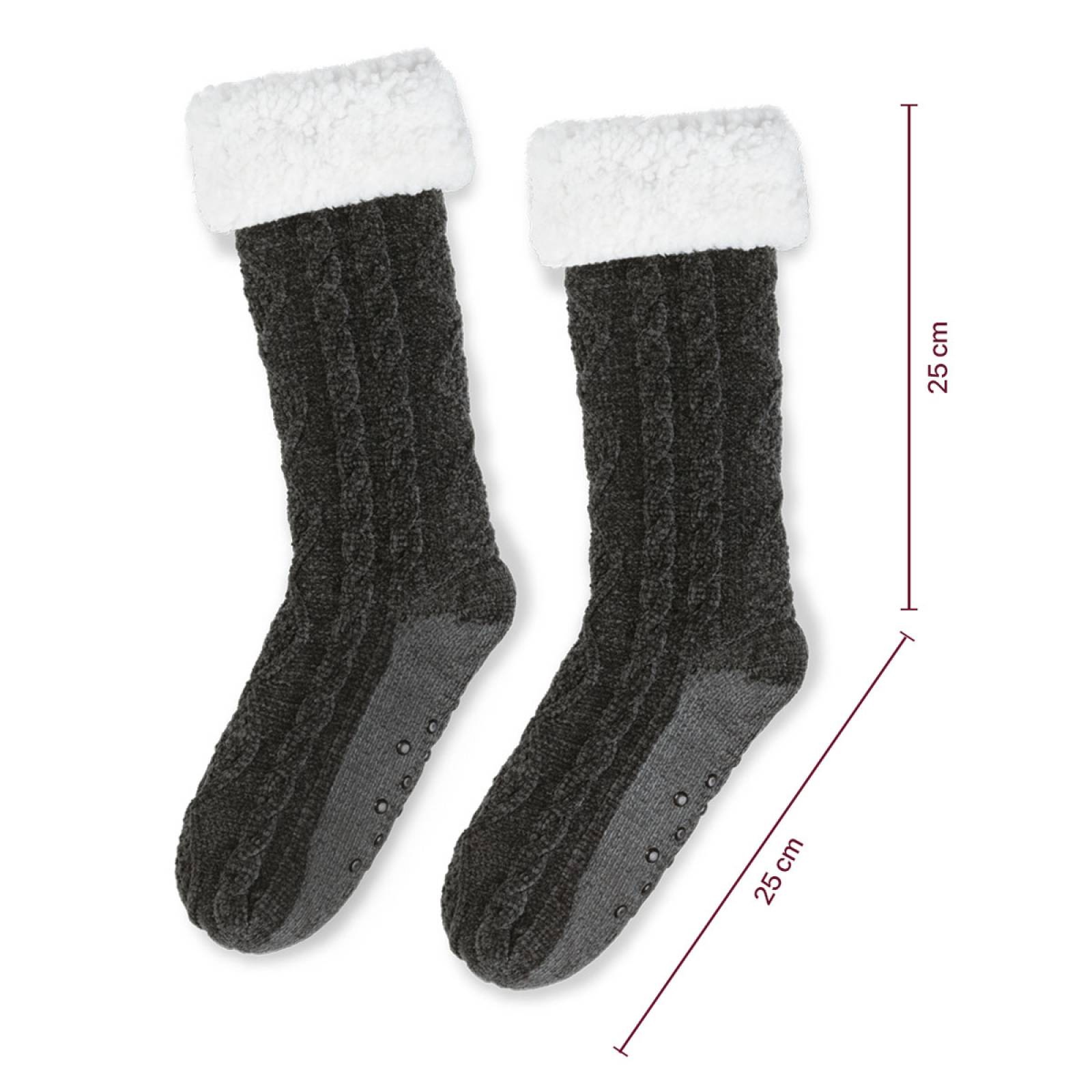 Calcetines Invernales Térmicos Borrega/ Antiderrapante 1 Par Gris oxford REAL TEXTIL