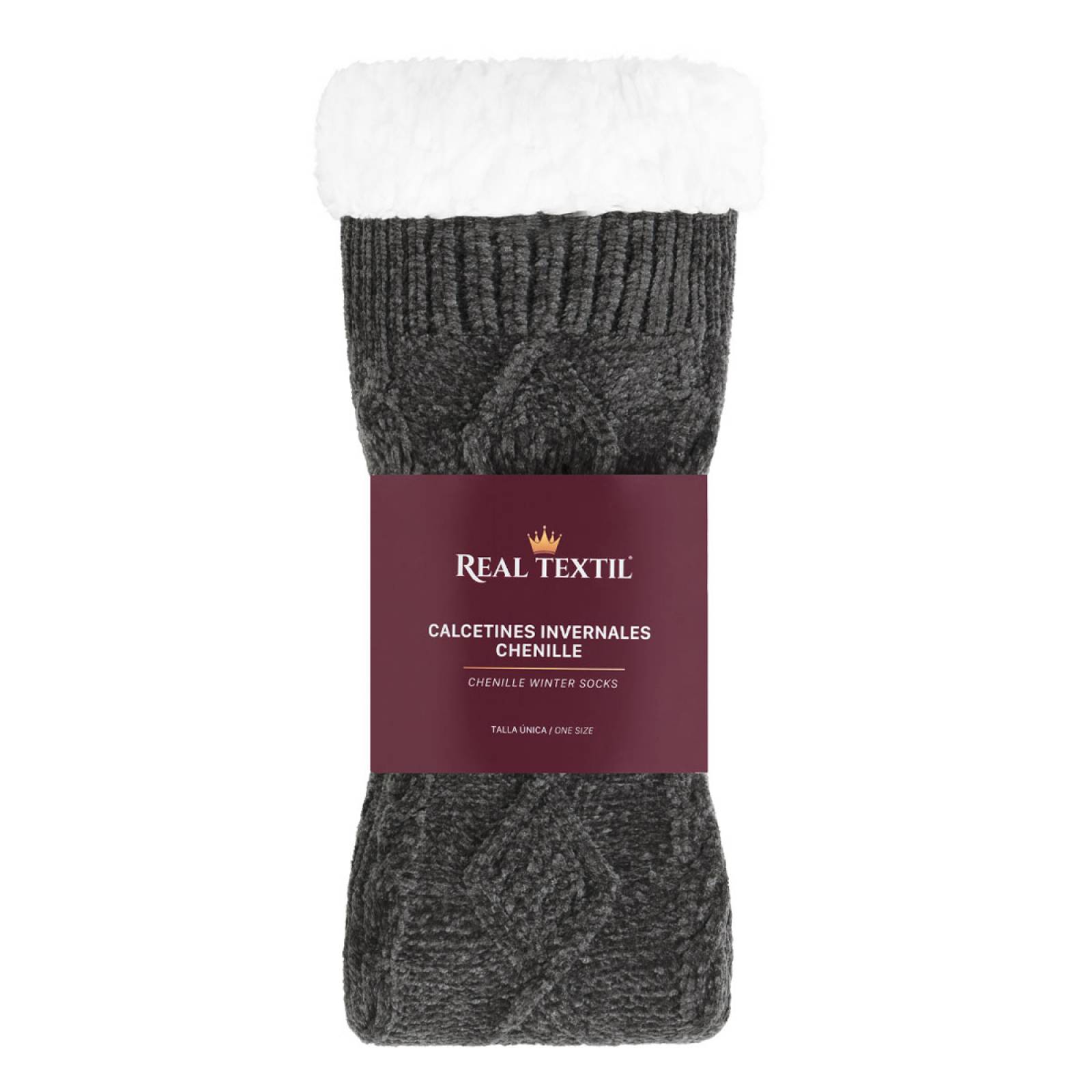 Calcetines Invernales Térmicos Borrega/ Antiderrapante 1 Par Gris oxford REAL TEXTIL