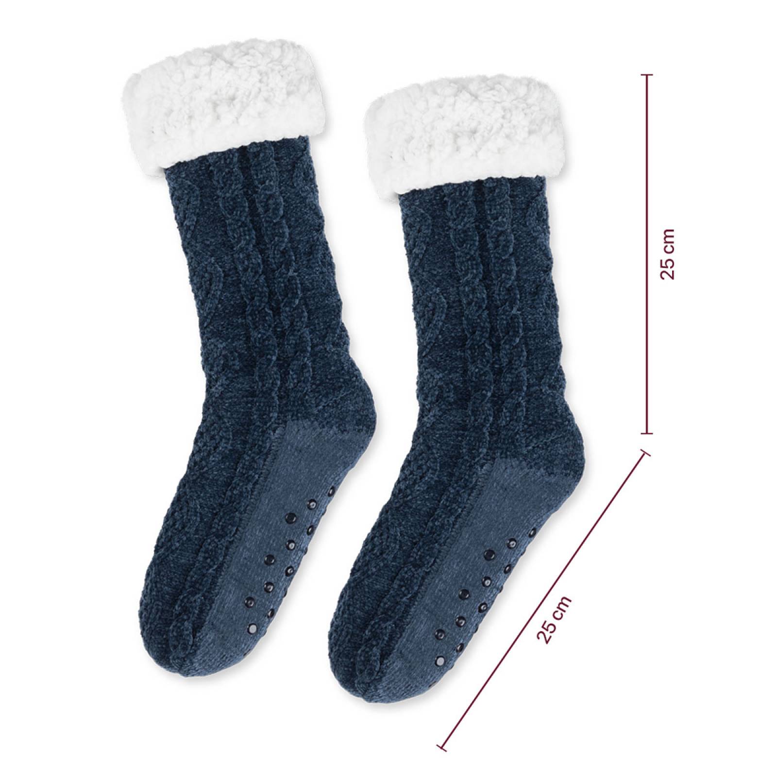 Calcetines Invernales Térmicos Borrega/ Antiderrapante 1 Par Azul marino REAL TEXTIL