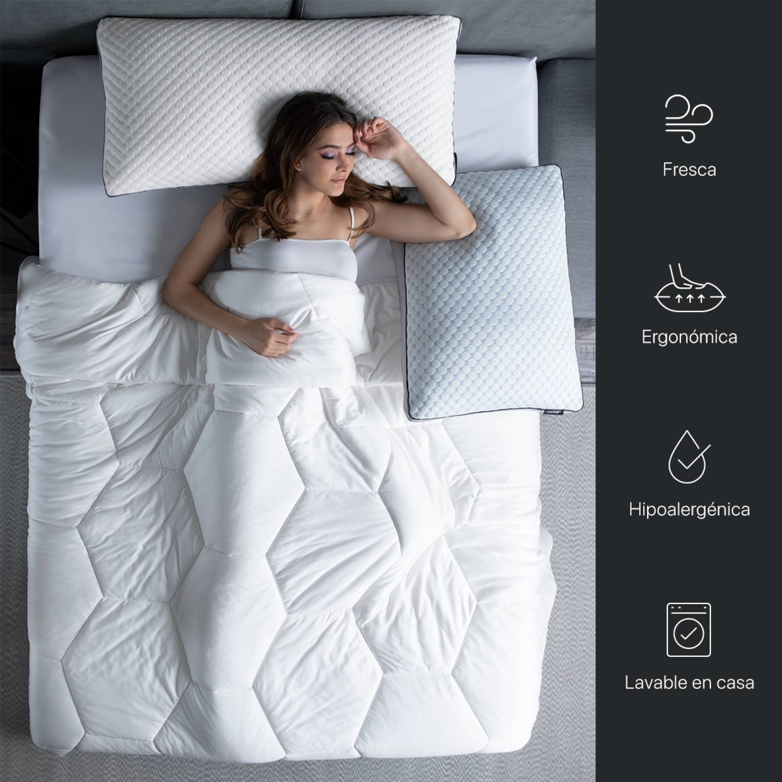 Almohada Coolmásbamboo Memory Foam Ajustable King Size Blanco Rester by Esquimal