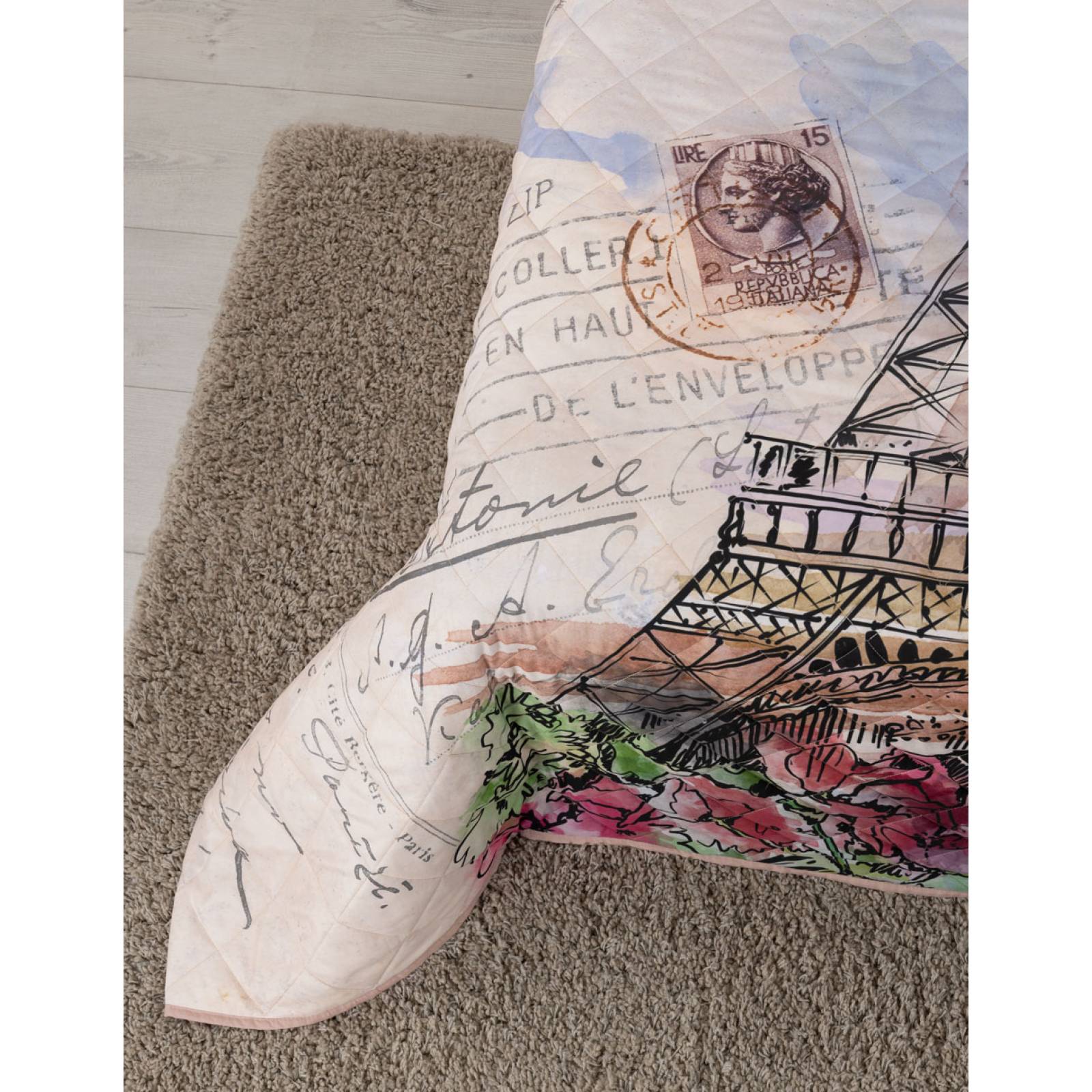 Edredón King Size Doble Vista más 2 Fundas Torre Eiffel ESQUIMAL