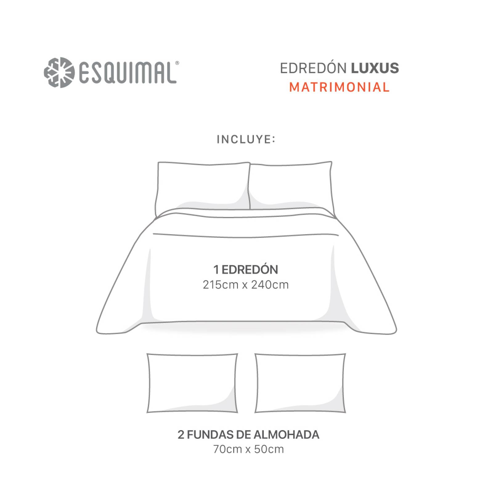 Edredón Ligero Matrimonial Luxus más 2 Fundas Odiseo ESQUIMAL