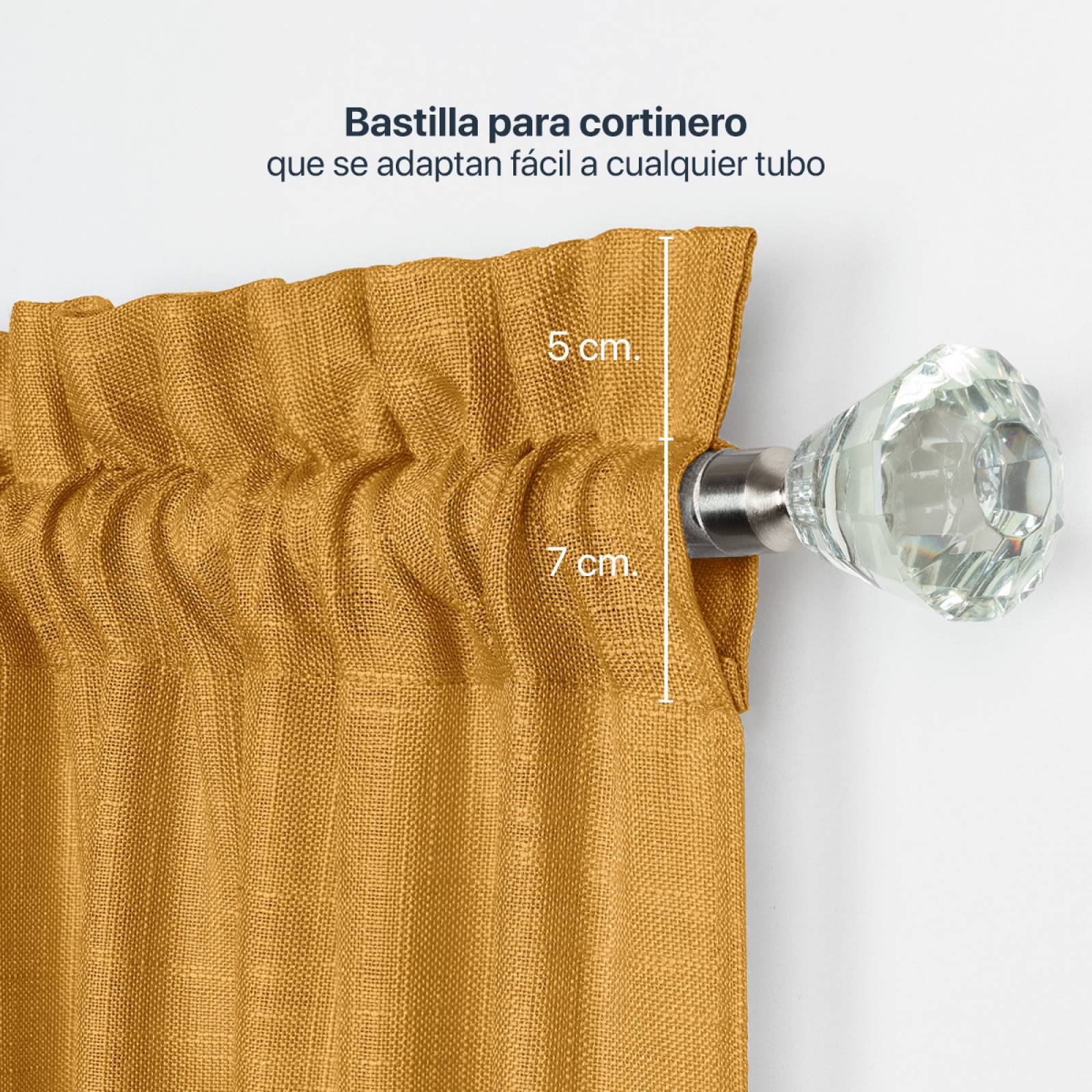 Cortina Translúcida Tipo Lino - 2.70m X 2.30m Aleida (mostaza) ESQUIMAL