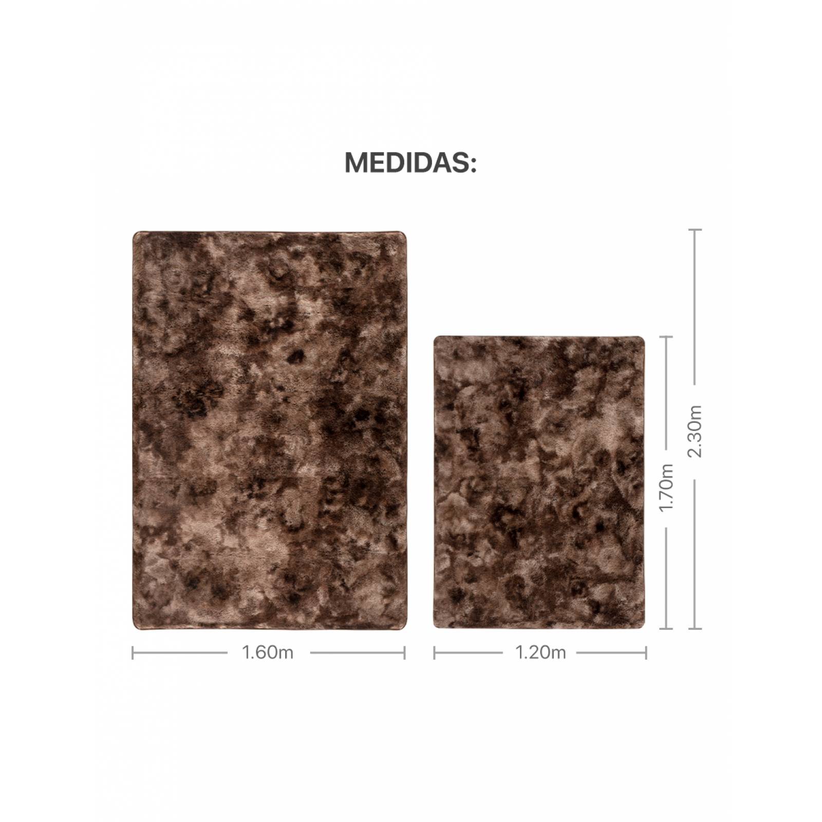 Tapete Alfombra Decorativa Peludo 2.30m X 1.60m - Nuez-Café ESQUIMAL.