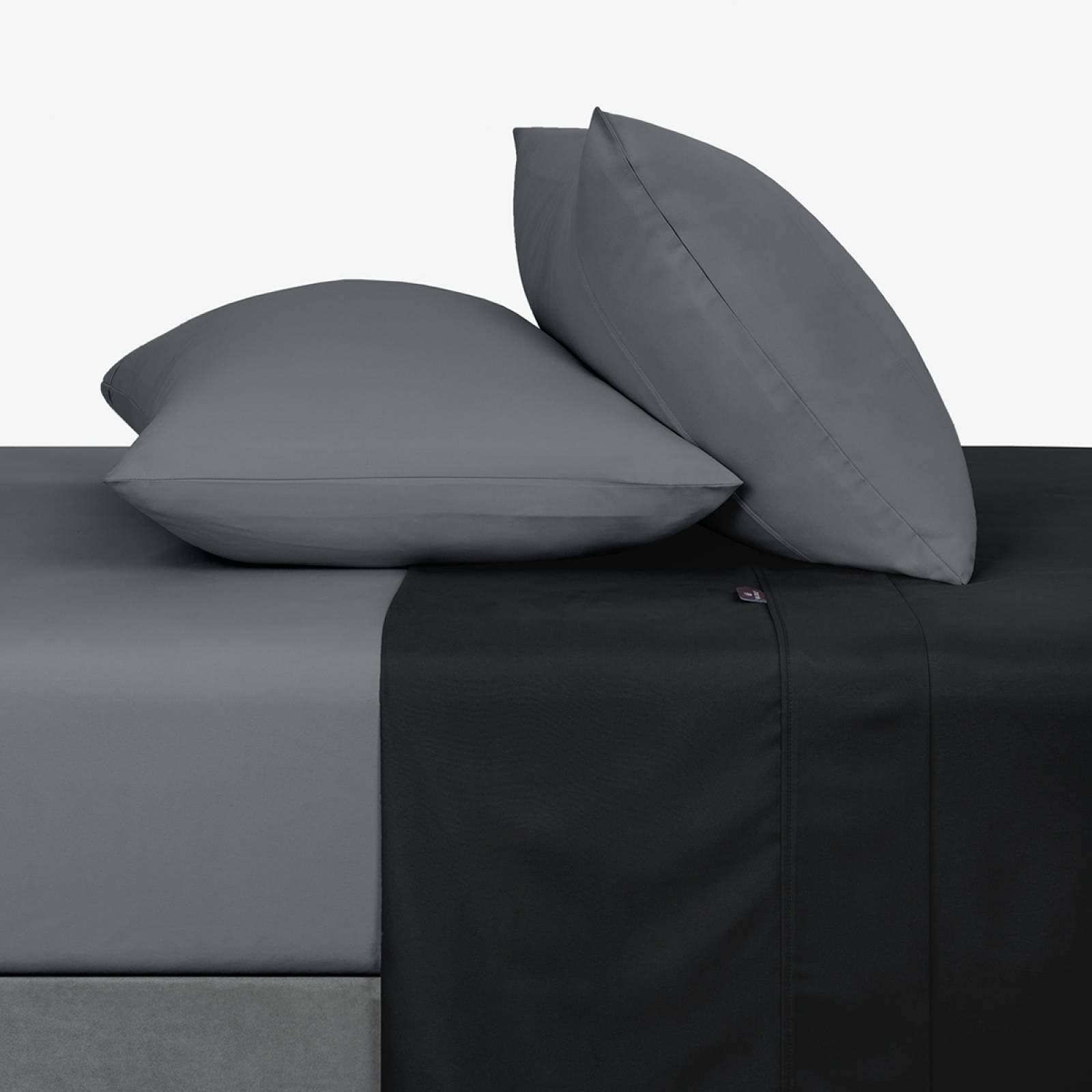 Sábanas Duotono Matrimonial Microfibra Negro / Gris Oscuro REAL TEXTIL