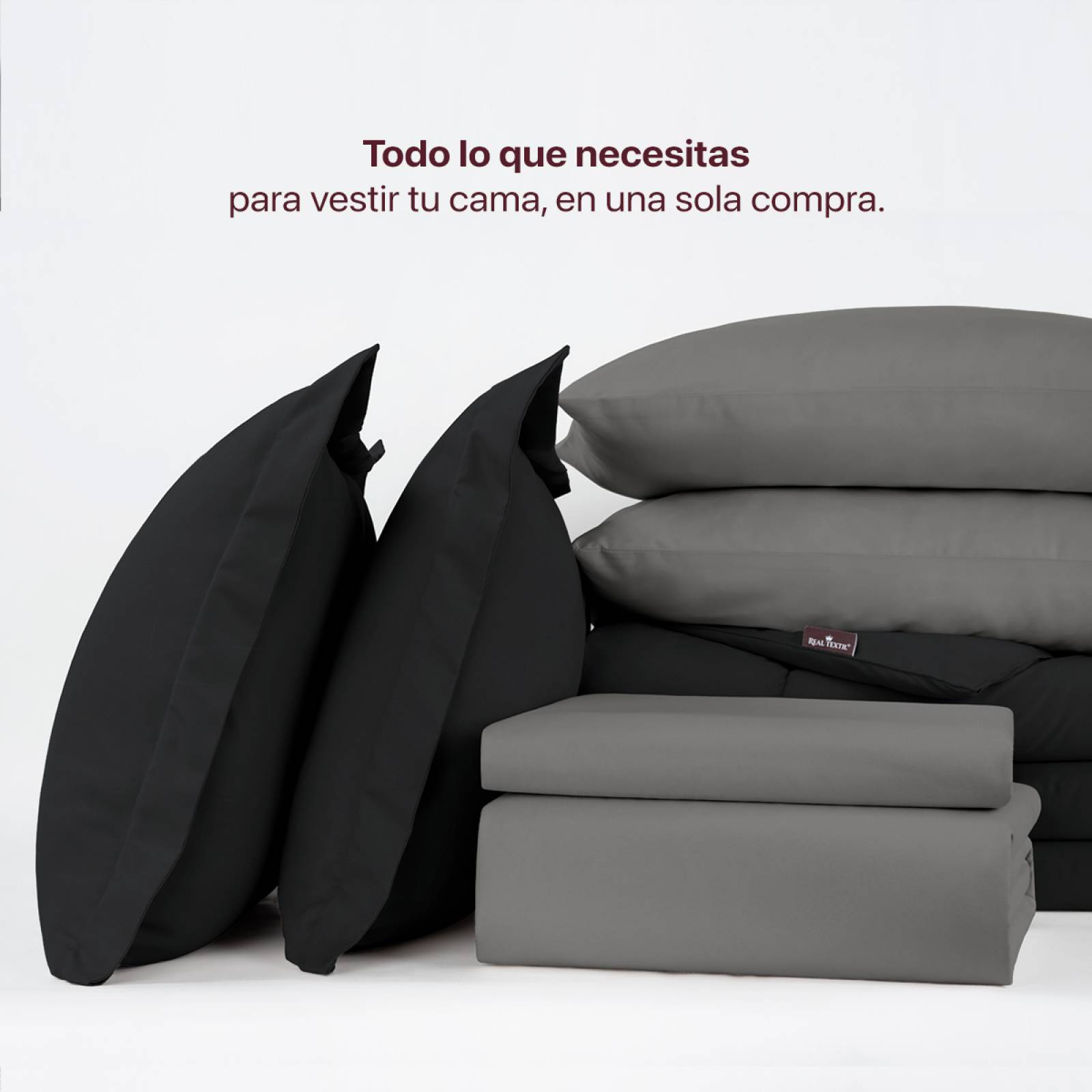 Edredón Confort Invierno Jacquard Sena + Fundas Cojín a precio barato Color  Negro Medidas Cama 135 cm