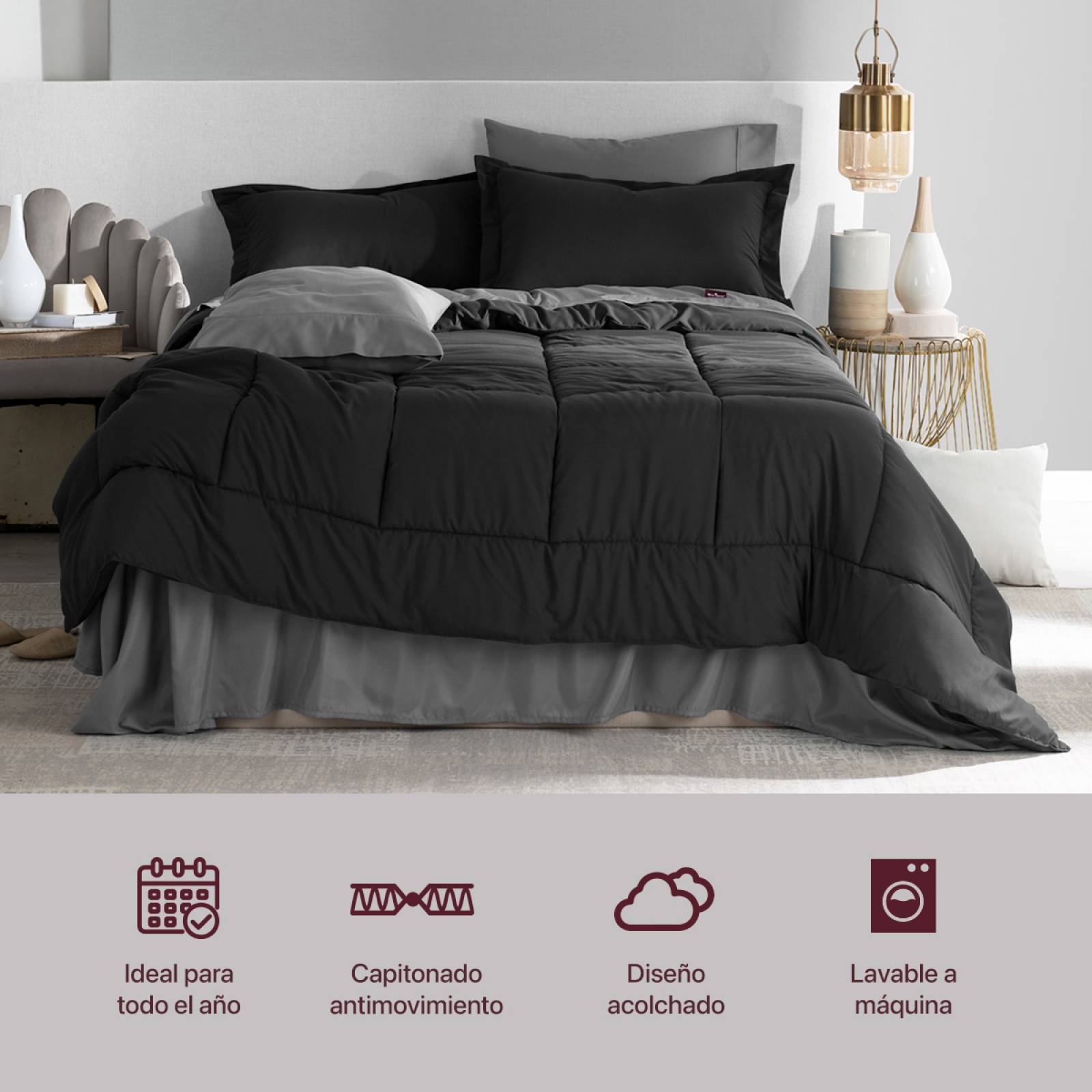 Colchas Edredones para Cama Full/Queen Size Set 8 Piezas Fundas Almohadas  Sabana