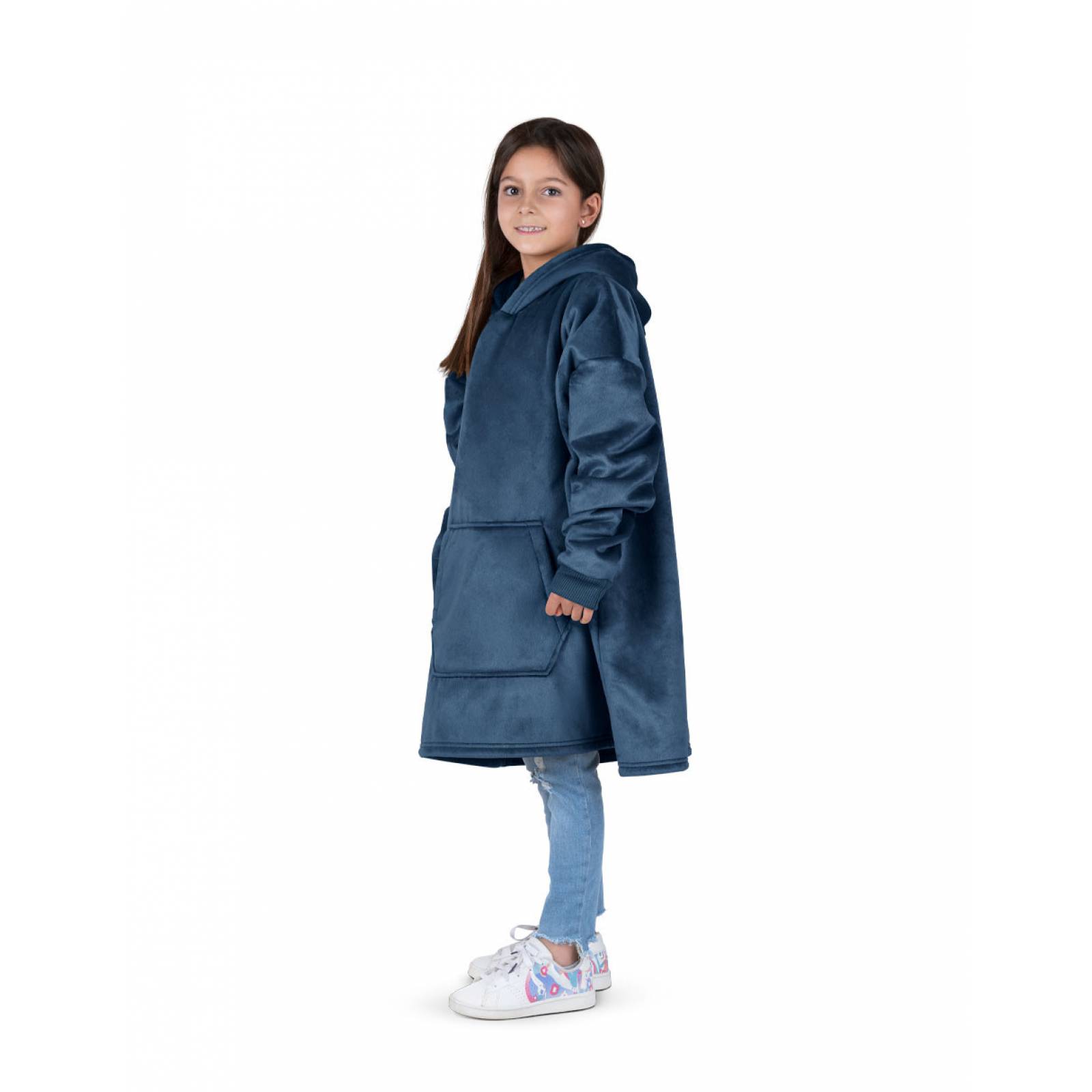 Sudadera Cobija Con Capucha Y Borrega Para Niña - Azul ESQUIMAL