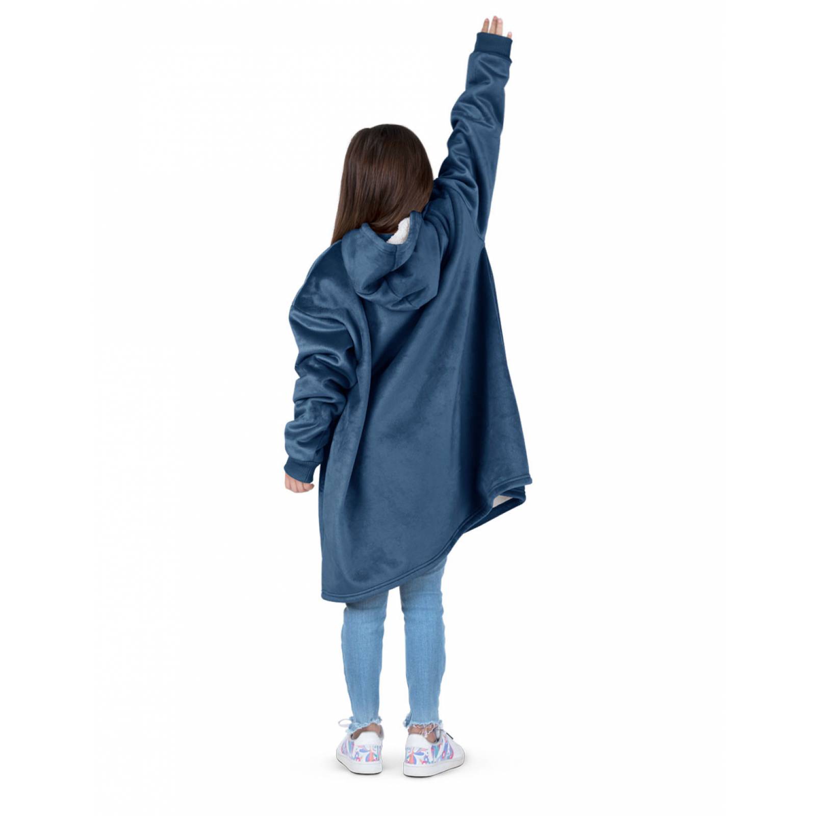 Sudadera Cobija Con Capucha Y Borrega Para Niña - Azul ESQUIMAL