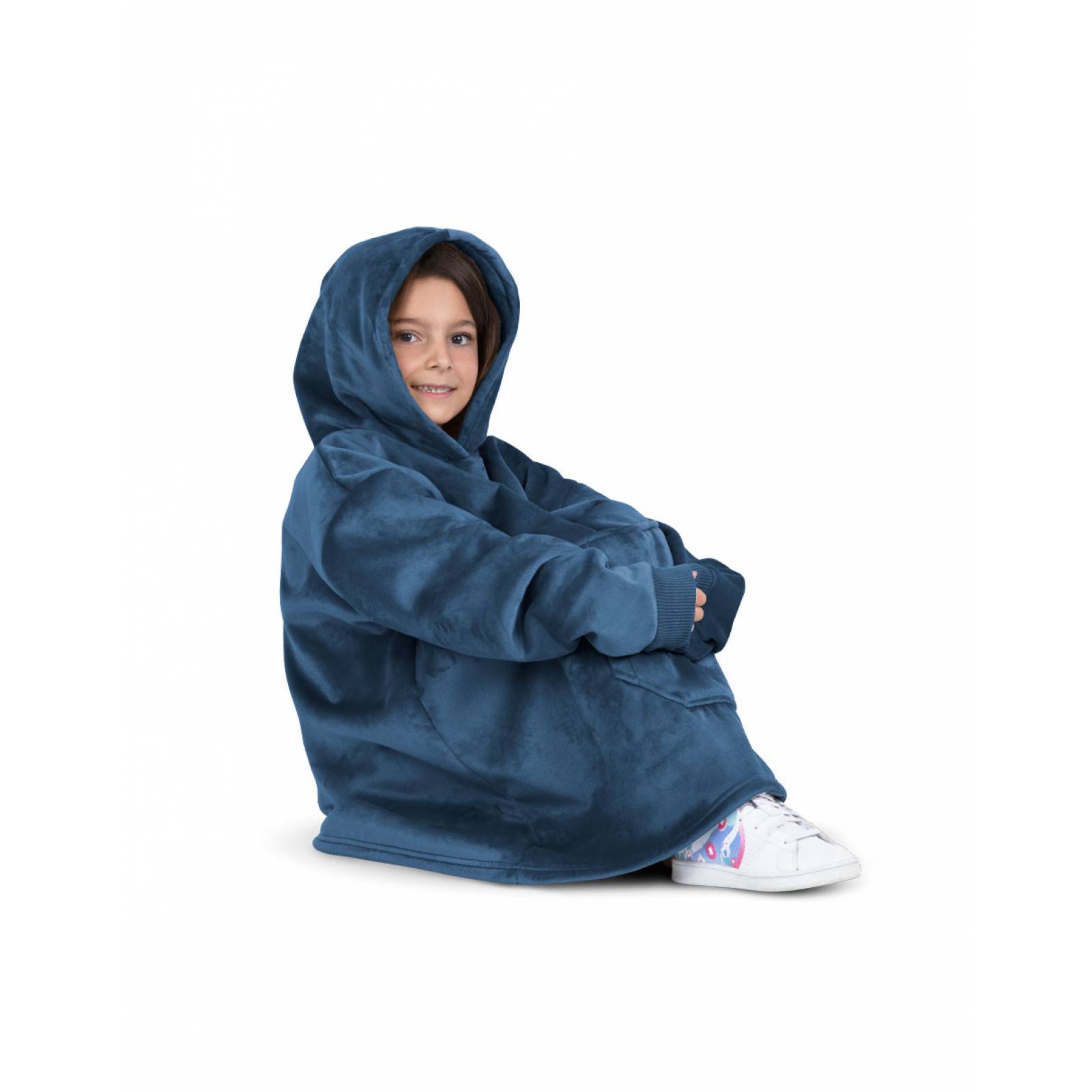 Sudadera Cobija Con Capucha Y Borrega Para Niña - Azul ESQUIMAL