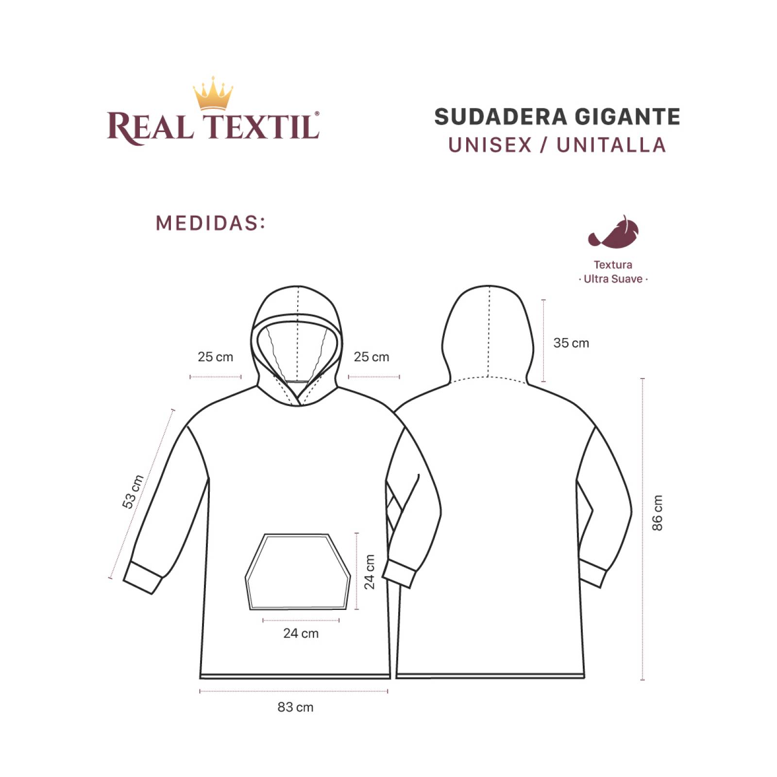 Sudadera Gigante Con Capucha De Borrega Para Hombre - Hueso REAL TEXTIL