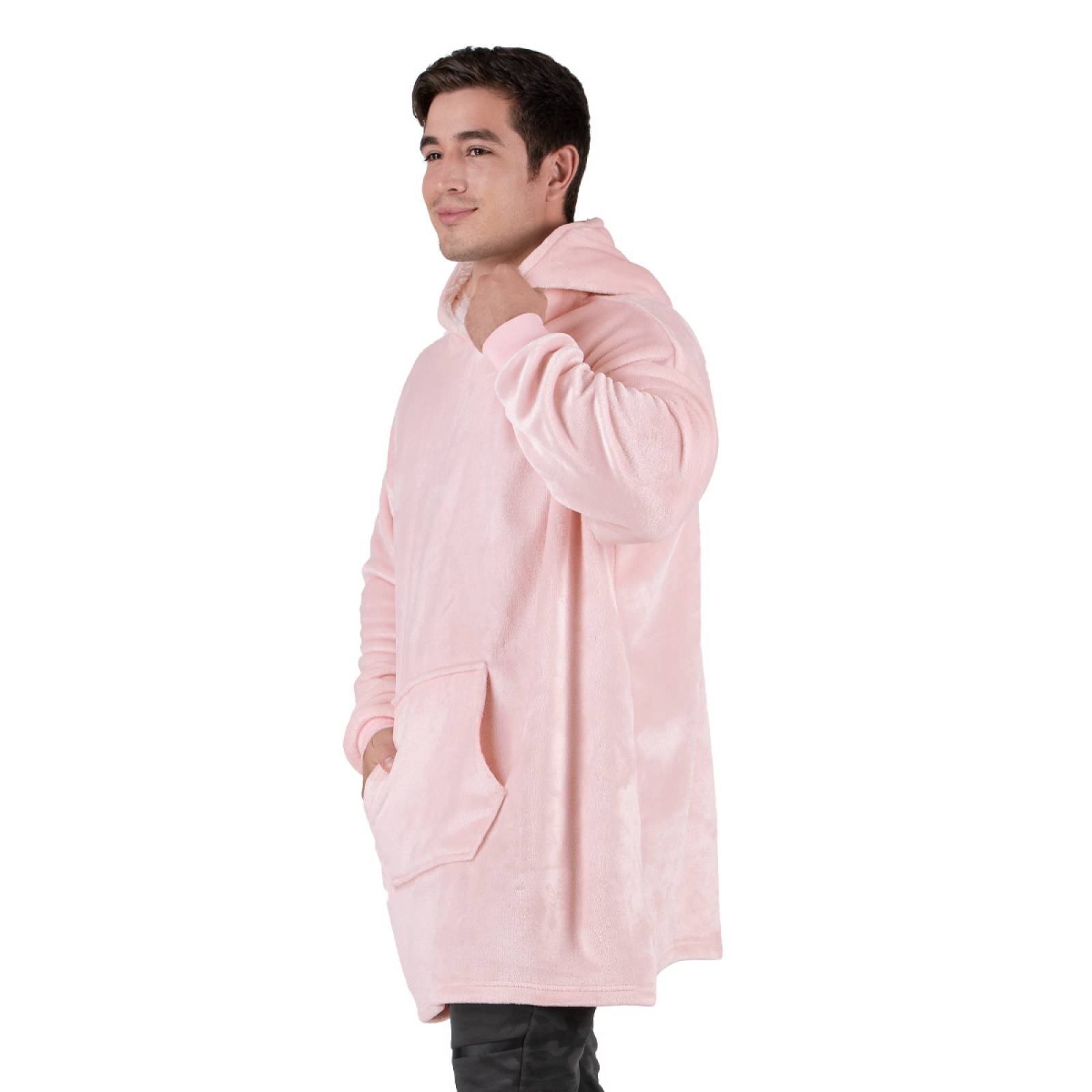 Sudadera Gigante Con Capucha De Borrega Para Hombre - Rosa REAL TEXTIL