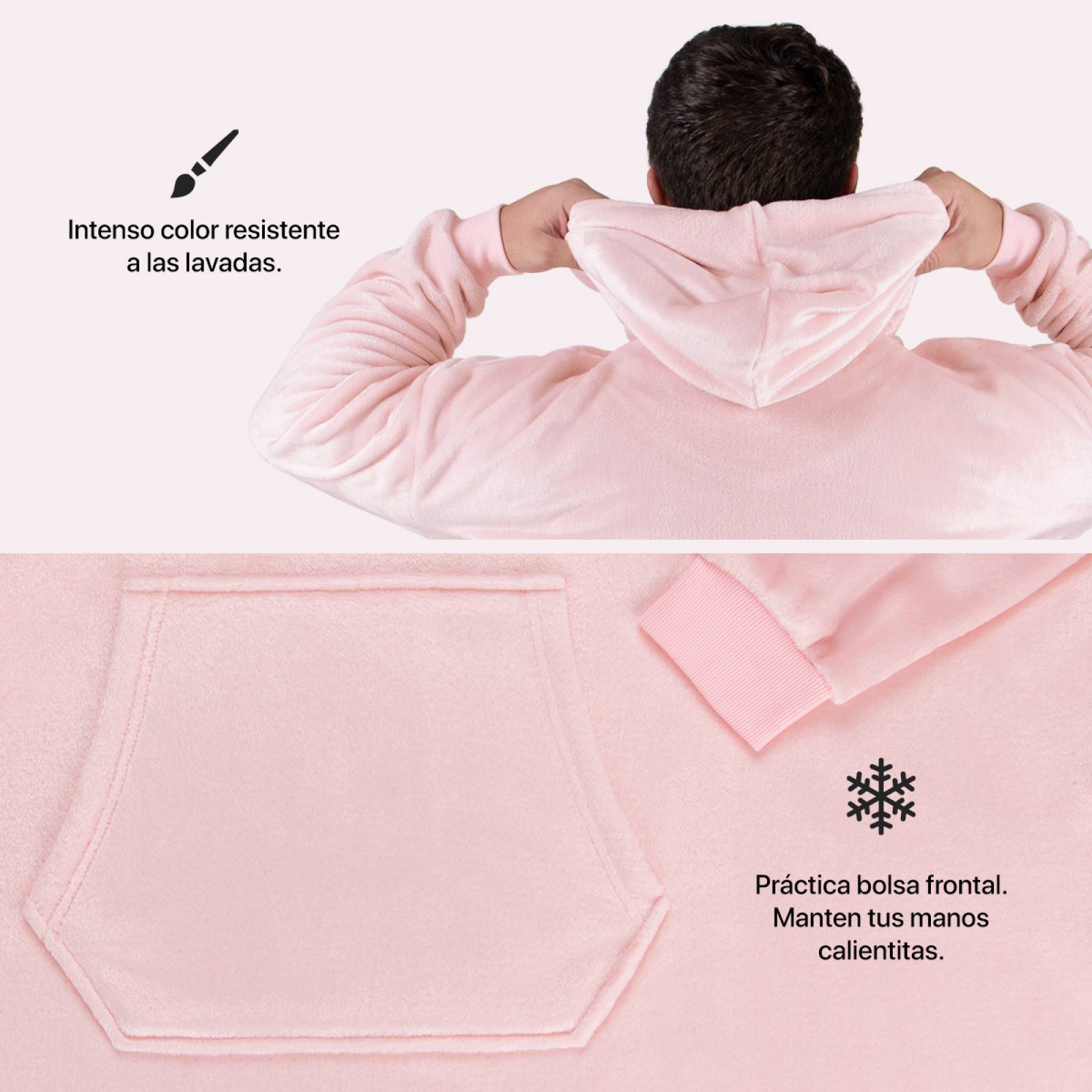 Sudadera Gigante Con Capucha De Borrega Para Hombre - Rosa REAL TEXTIL