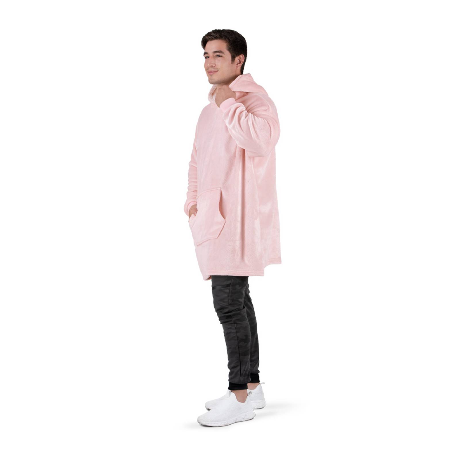 Sudadera Gigante Con Capucha De Borrega Para Hombre - Rosa REAL TEXTIL