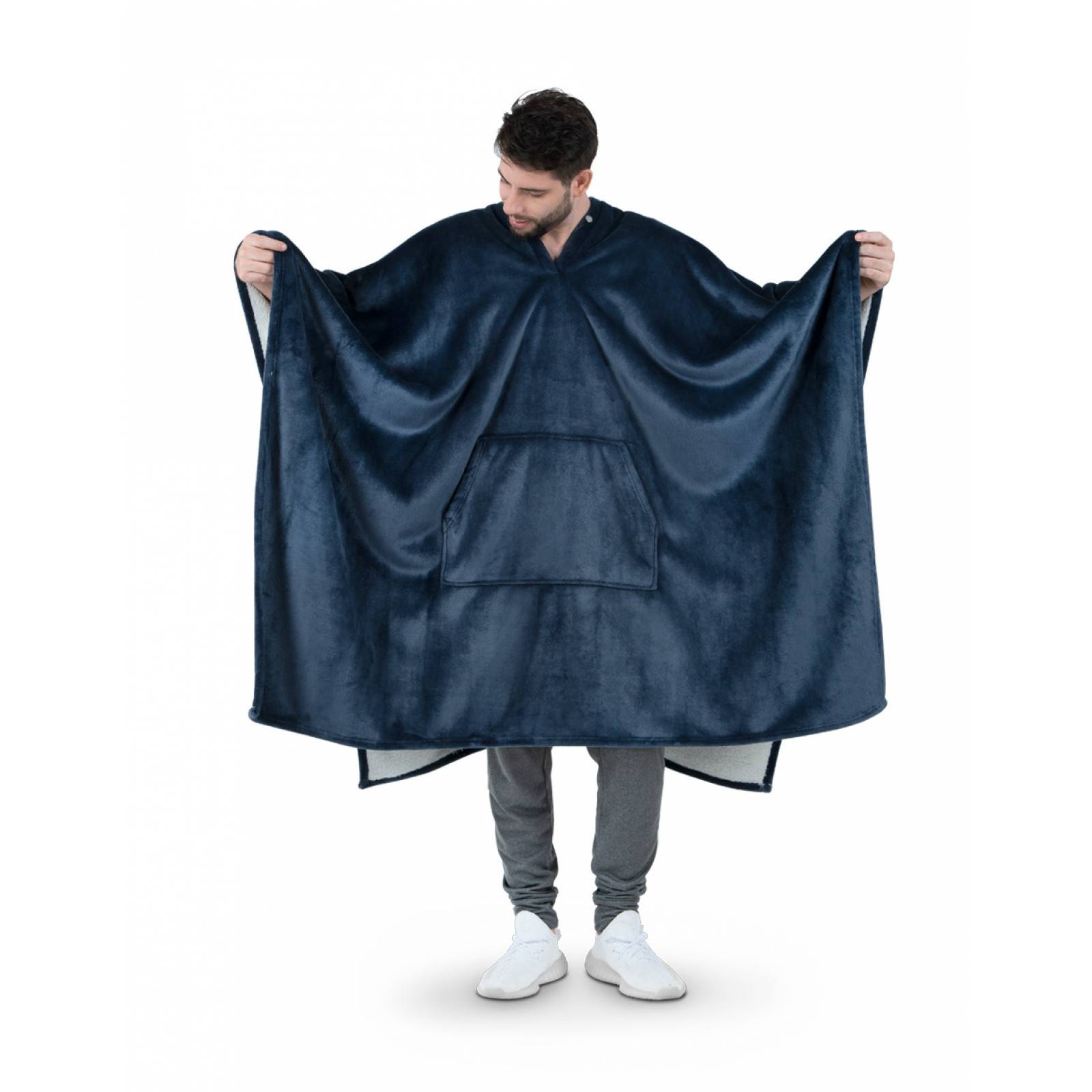 Cobija Cobertor Tipo Chal / Poncho Para Hombre - Azul marino ESQUIMAL