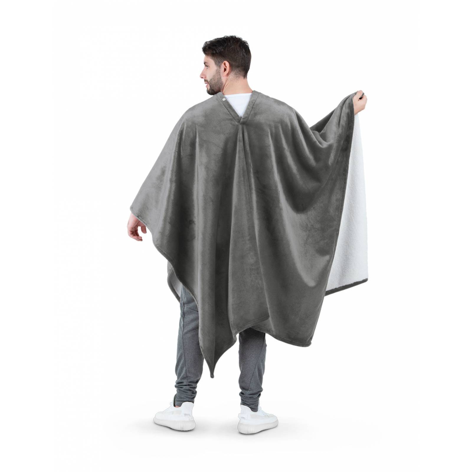 Cobija Cobertor Sudadera Tipo Chal Poncho Para Hombre de Color Gris Oxford ESQUIMAL.